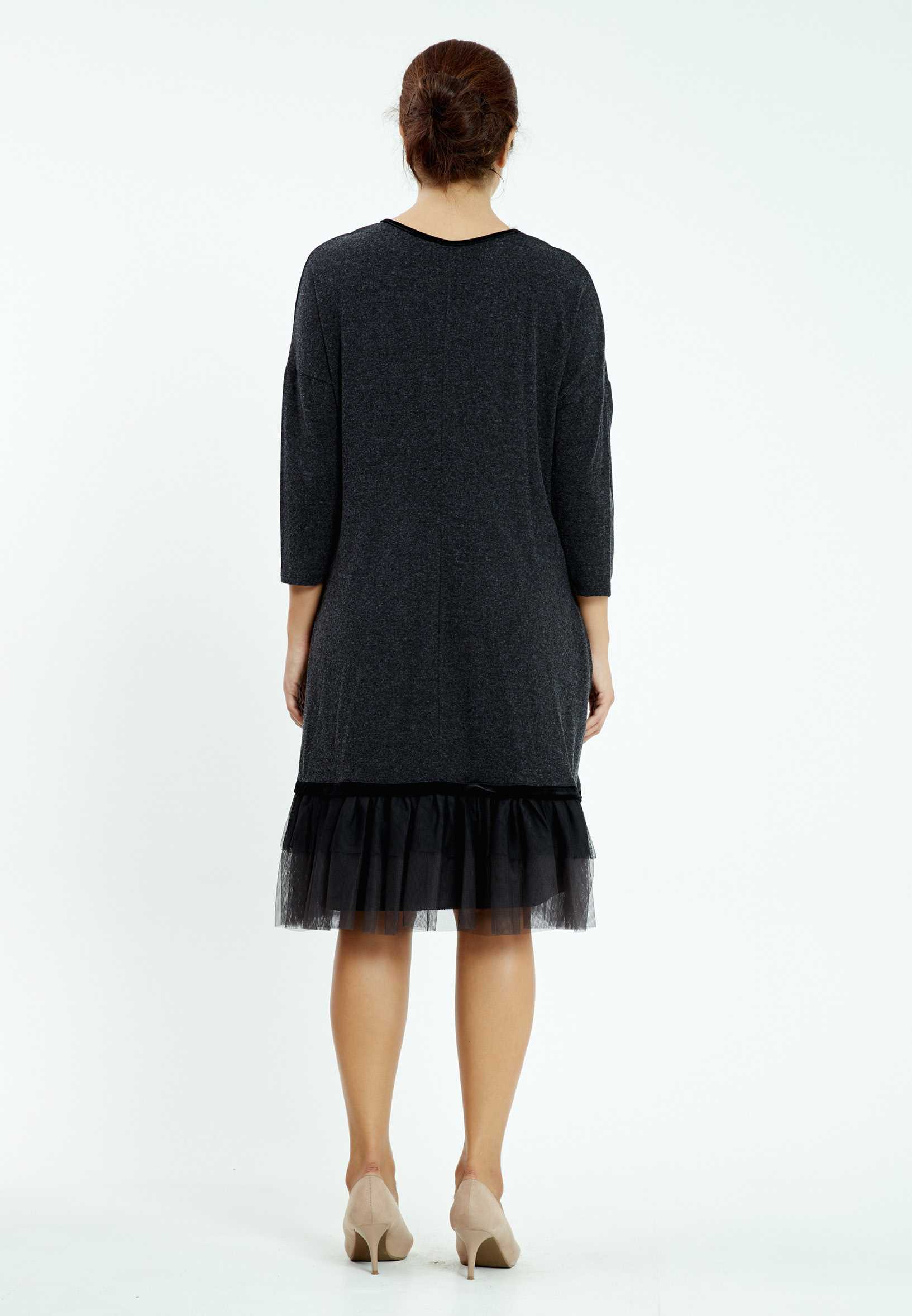 Long Sleeve Midi Velvet Column Plus Size Casual Dress ayb19k8113 - Image 2