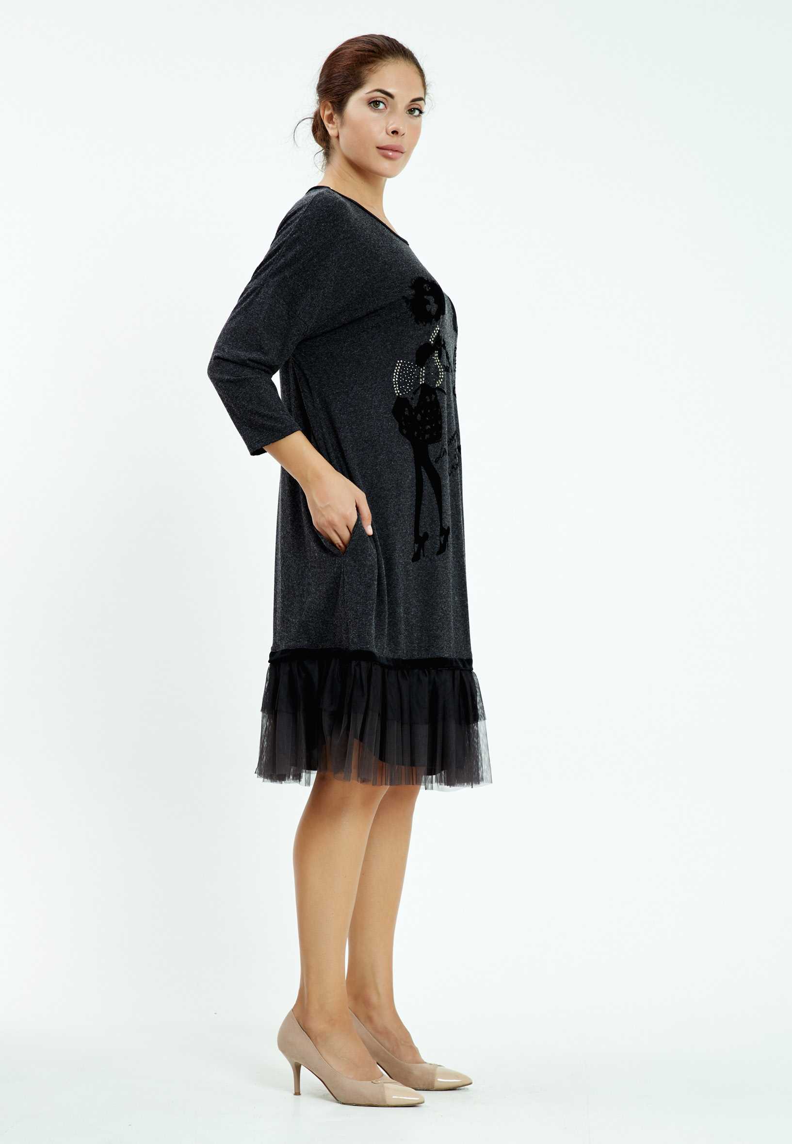 Long Sleeve Midi Velvet Column Plus Size Casual Dress ayb19k8113 - Image 3