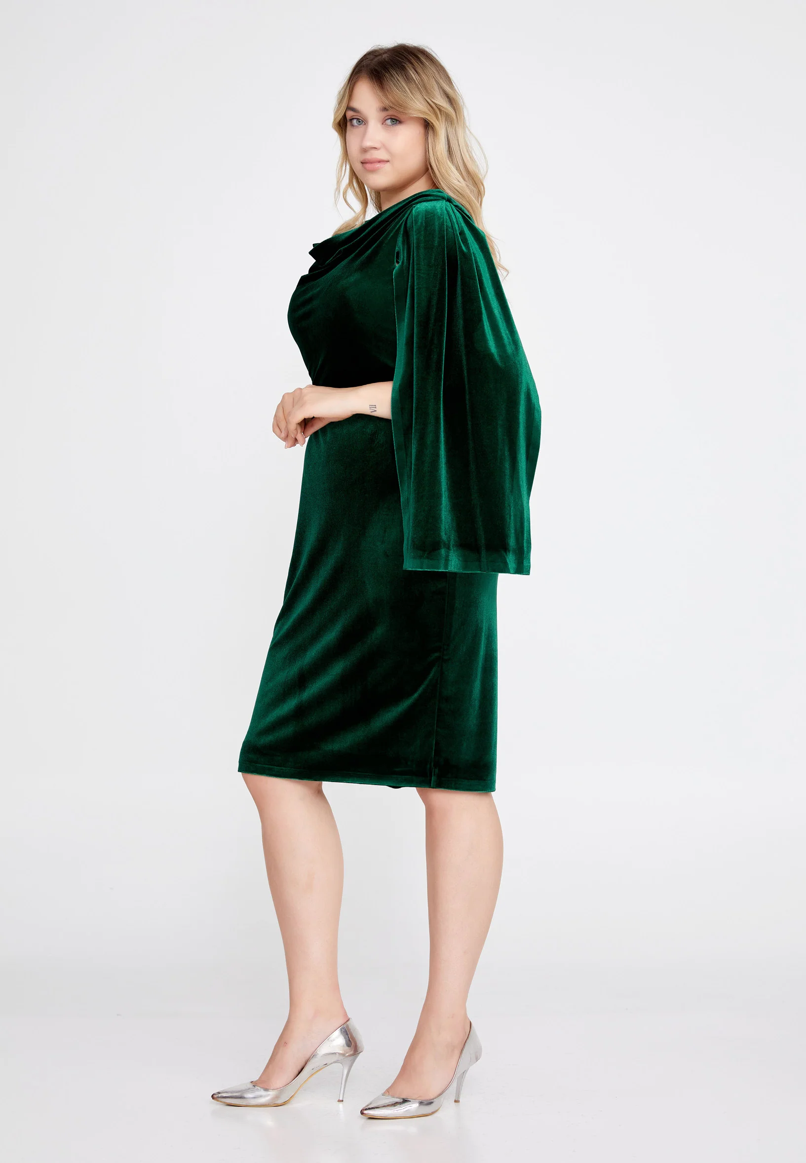 Long Sleeve Midi Velvet Column Regular Evening Dress she7024-1 - Image 11