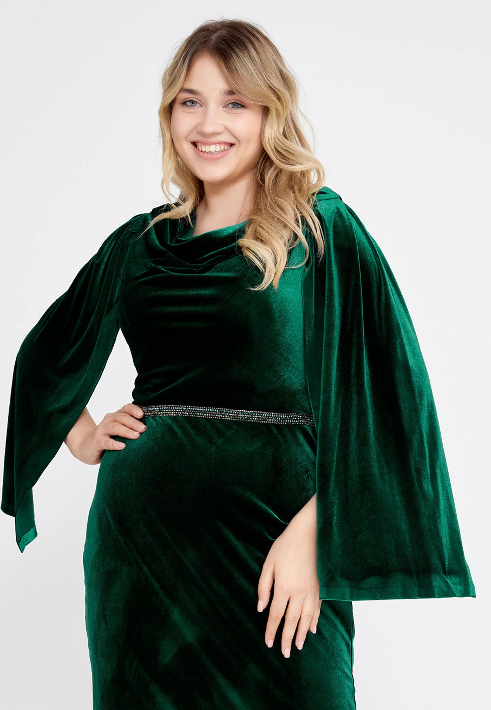 Long Sleeve Midi Velvet Column Regular Evening Dress she7024-1 - Image 12