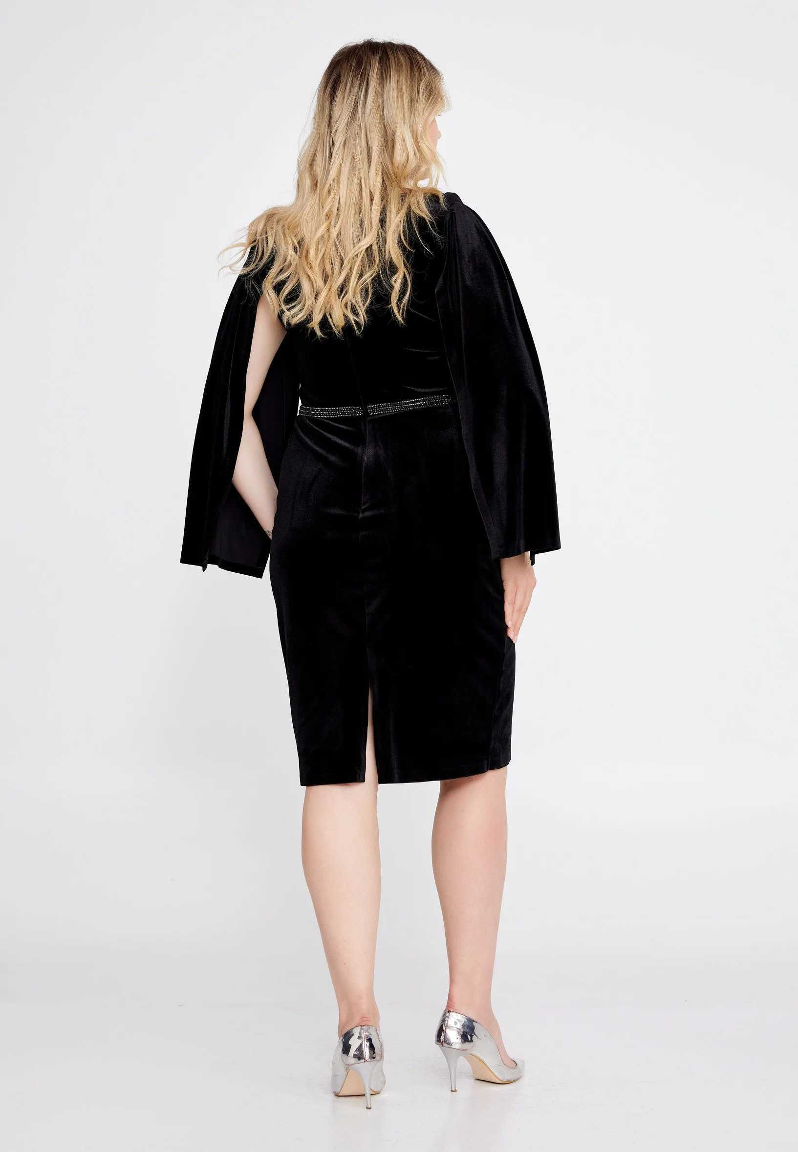 Long Sleeve Midi Velvet Column Regular Evening Dress she7024-1 - Image 2