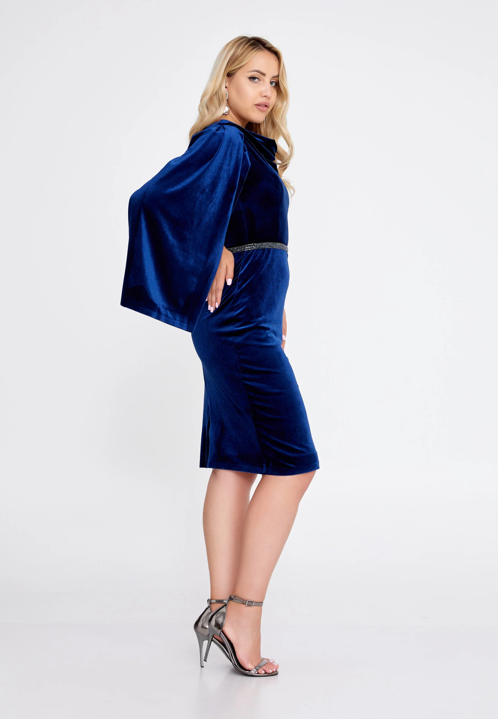 Long Sleeve Midi Velvet Column Regular Evening Dress she7024 - Image 15