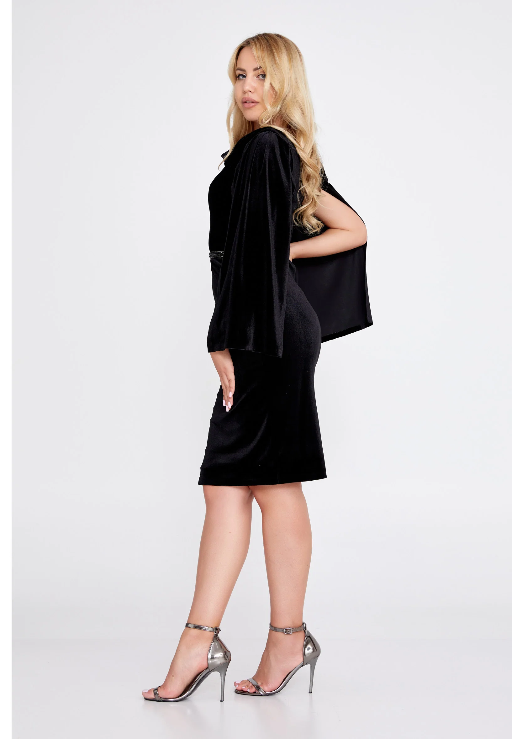 Long Sleeve Midi Velvet Column Regular Evening Dress she7024 - Image 3