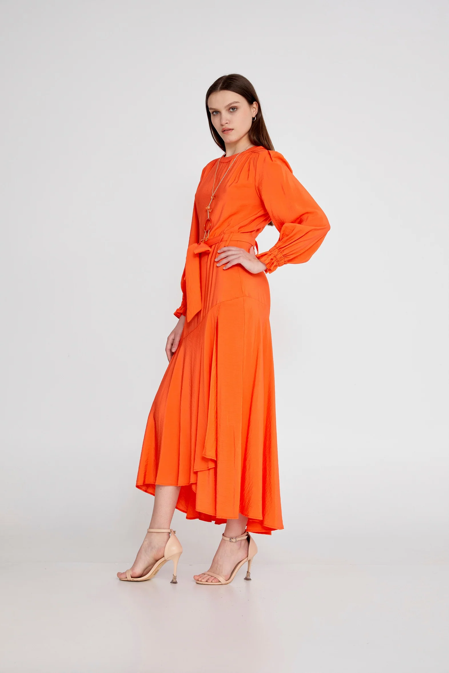 Long Sleeve Midi Viscose Column Regular Casual Dress huk23y02e046 - Image 15
