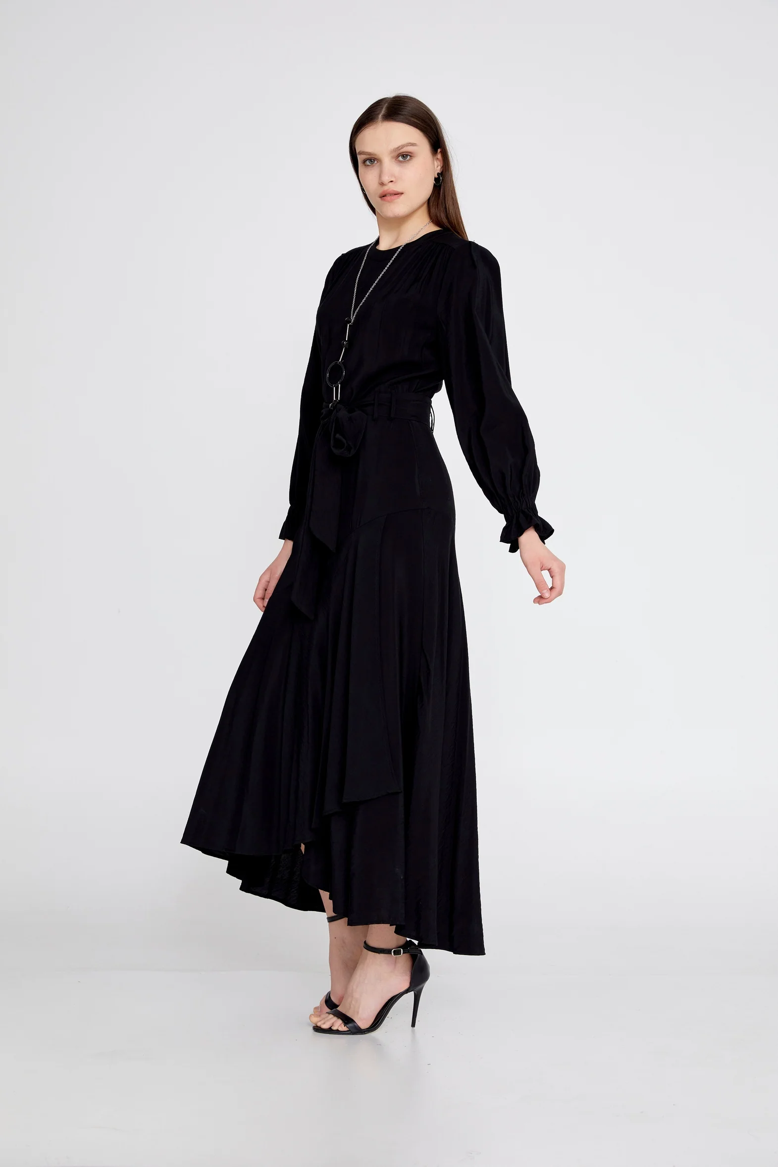 Long Sleeve Midi Viscose Column Regular Casual Dress huk23y02e046 - Image 3