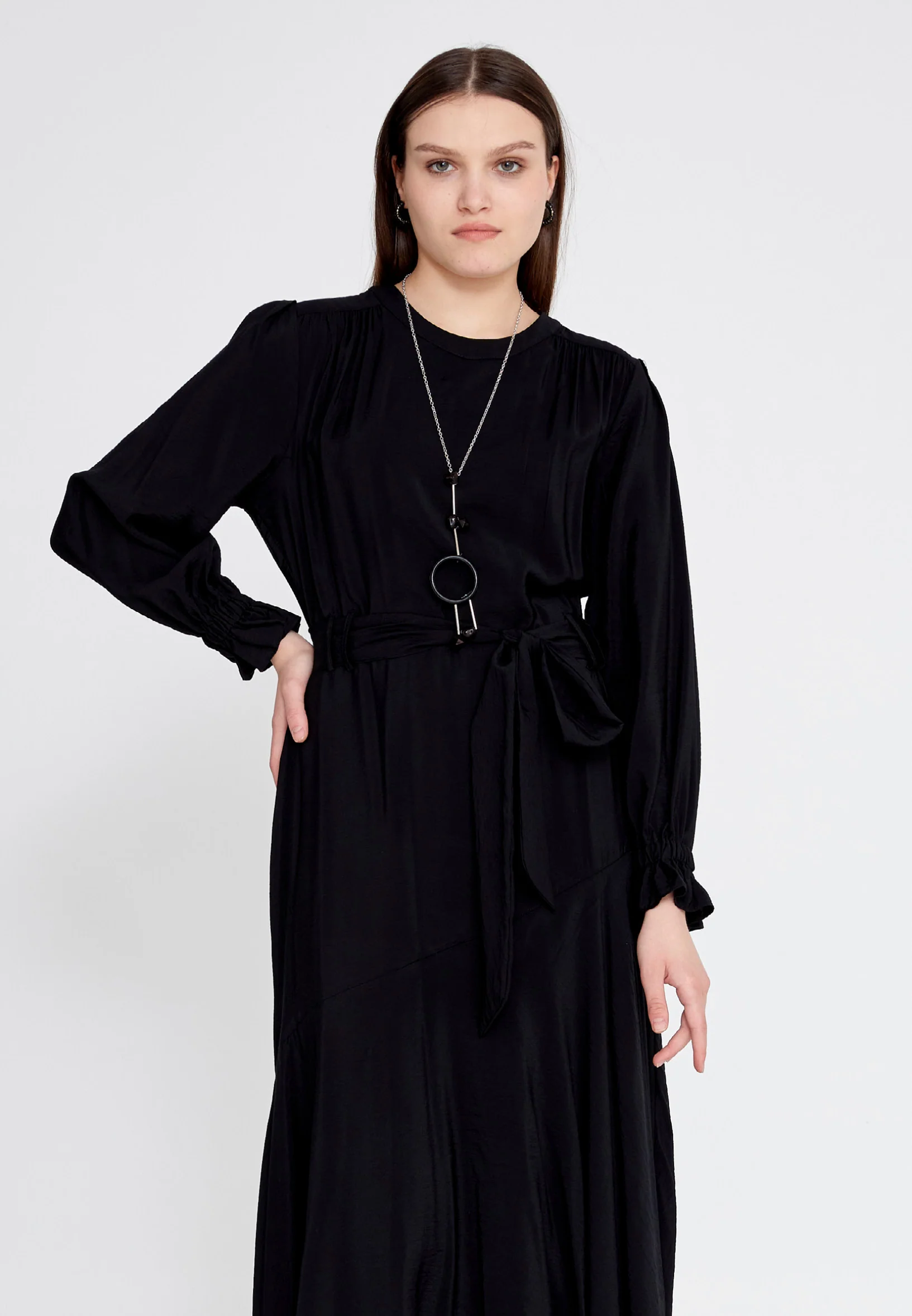 Long Sleeve Midi Viscose Column Regular Casual Dress huk23y02e046 - Image 4