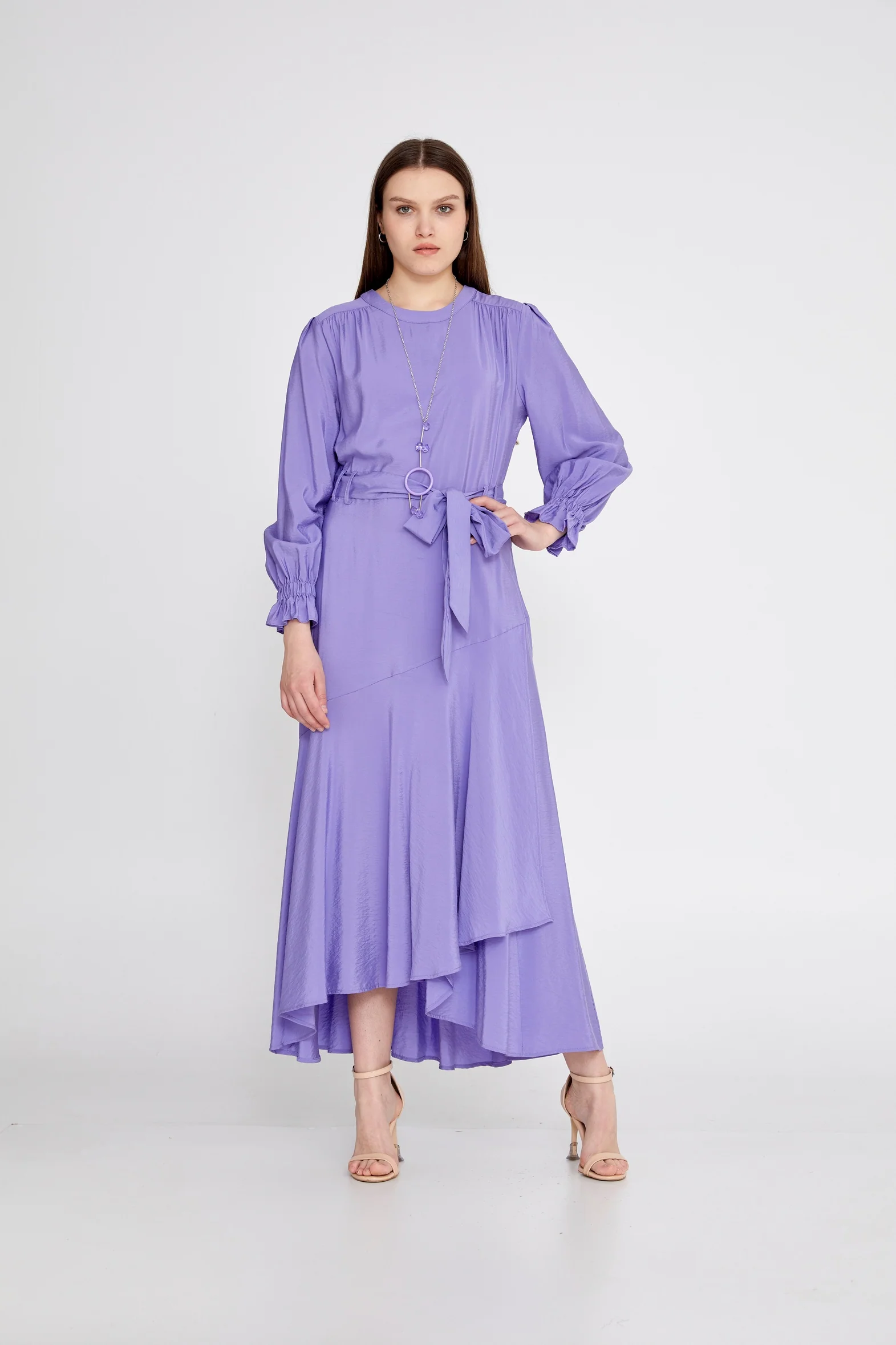 Long Sleeve Midi Viscose Column Regular Casual Dress huk23y02e046 - Image 9