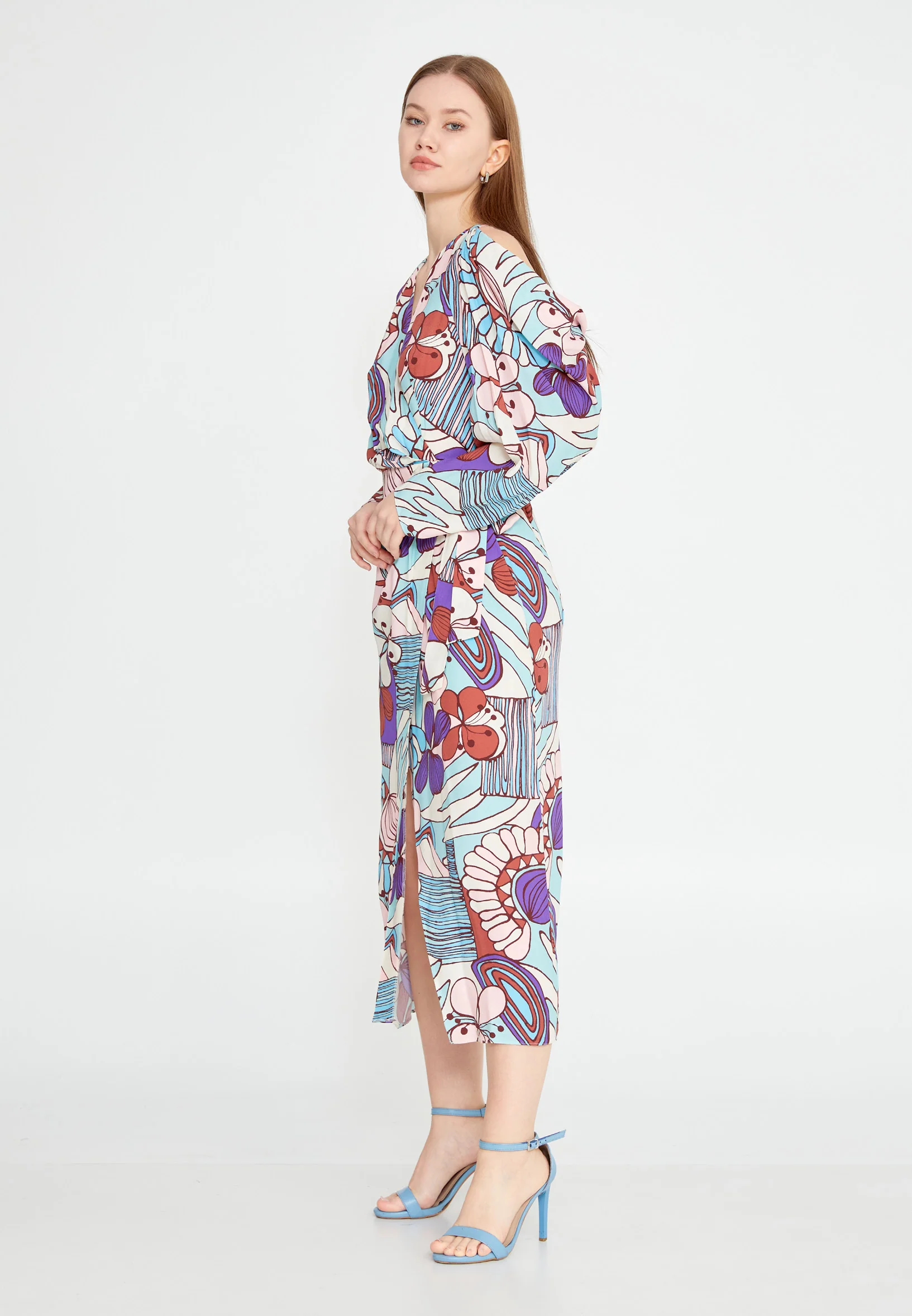 Long Sleeve Midi Viscose Column Regular Casual Dress kmy24y40452 - Image 3