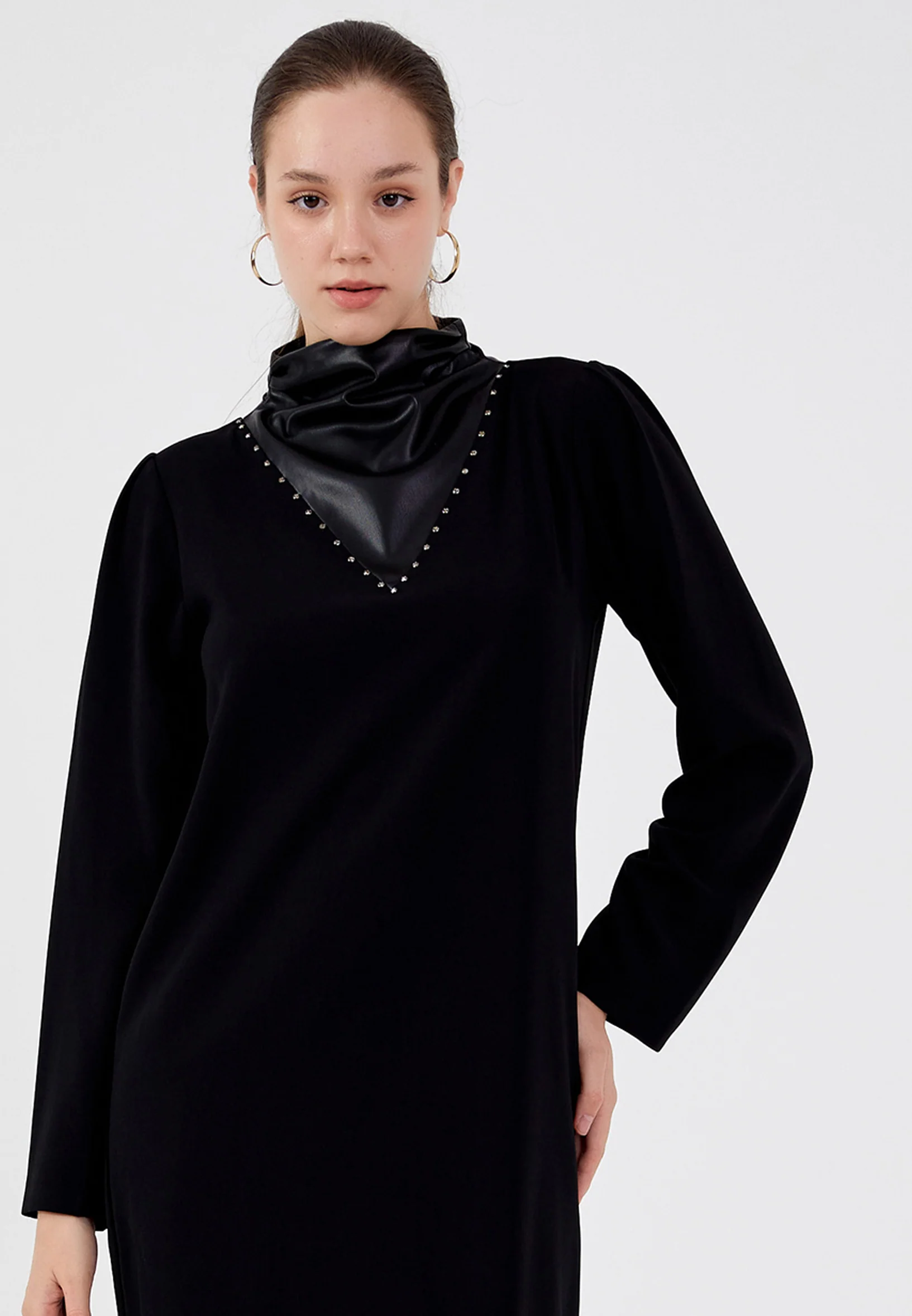 Long Sleeve Midi Viscose Column Regular Casual Dress shu23sk02027 - Image 4
