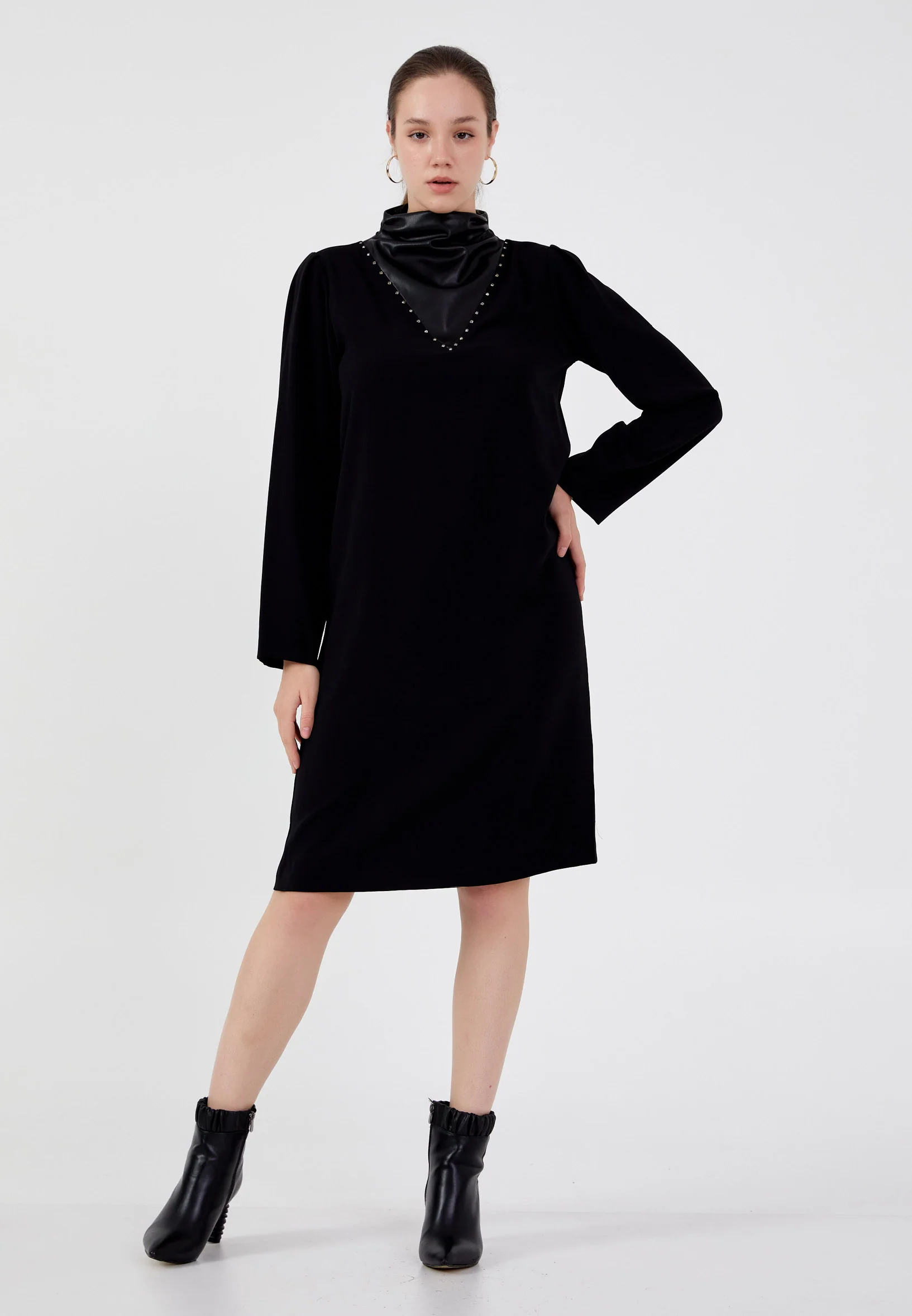 Long Sleeve Midi Viscose Column Regular Casual Dress shu23sk02027 - Image 5