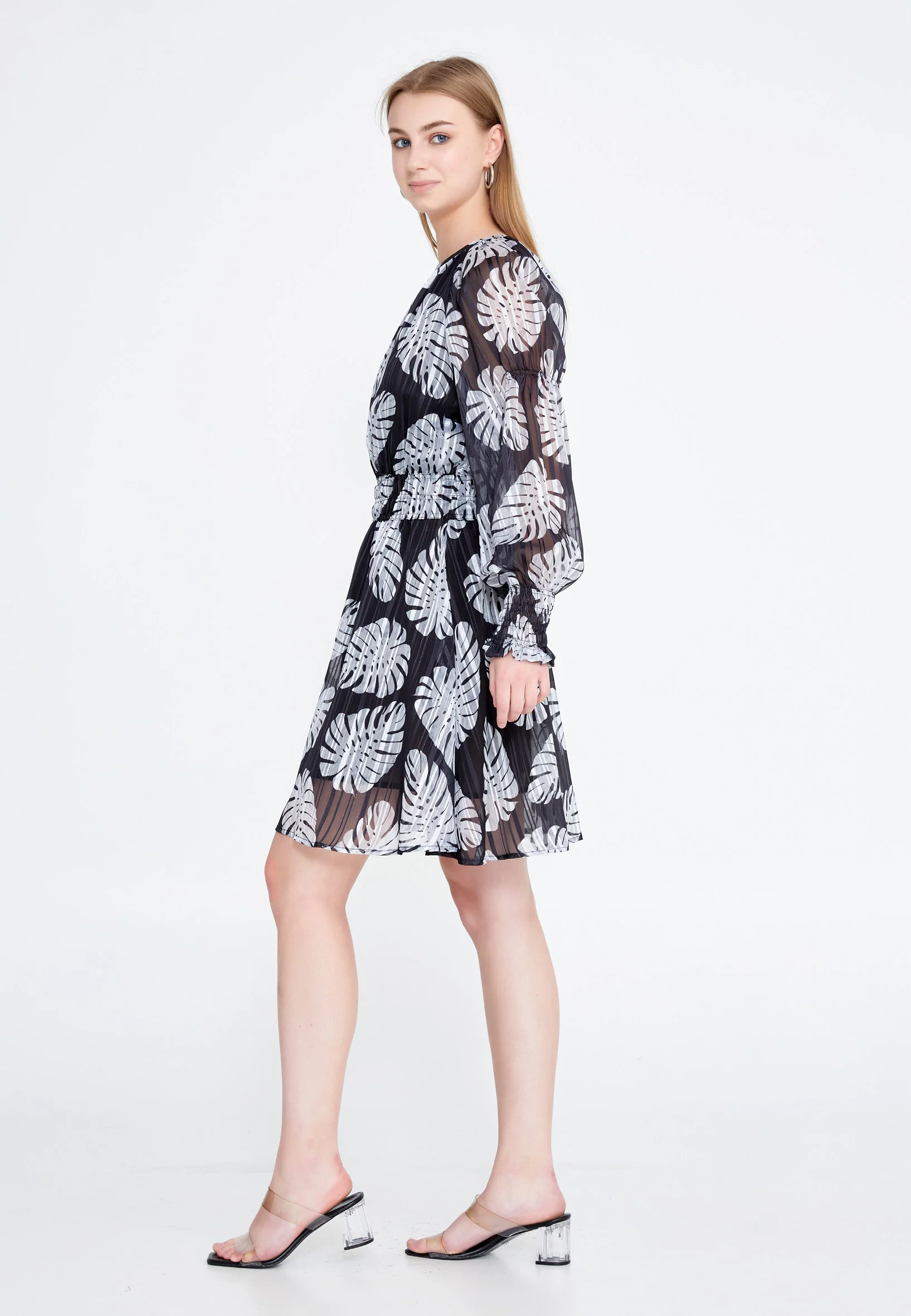 Long Sleeve Mini Chiffon Column Regular Casual Dress ber20y5130 - Image 3