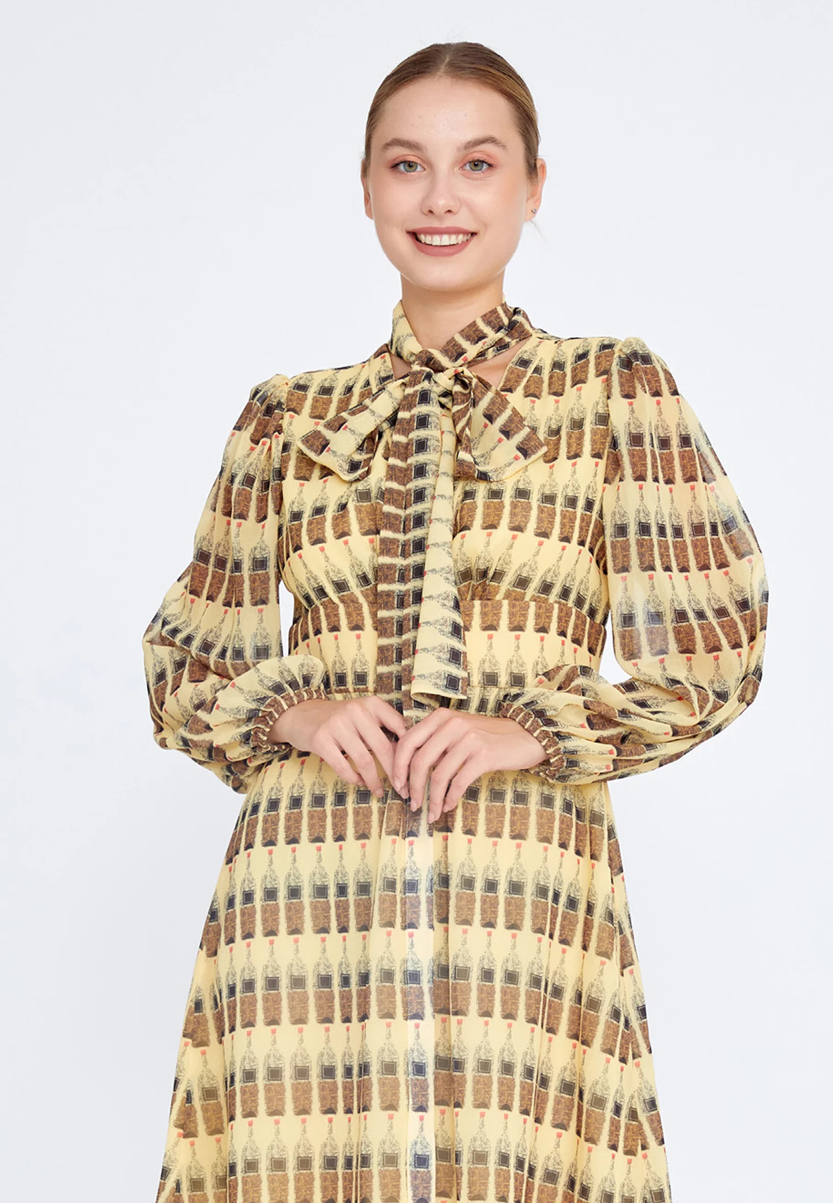 Long Sleeve Mini Chiffon Column Regular Casual Dress ber22k5111 - Image 12