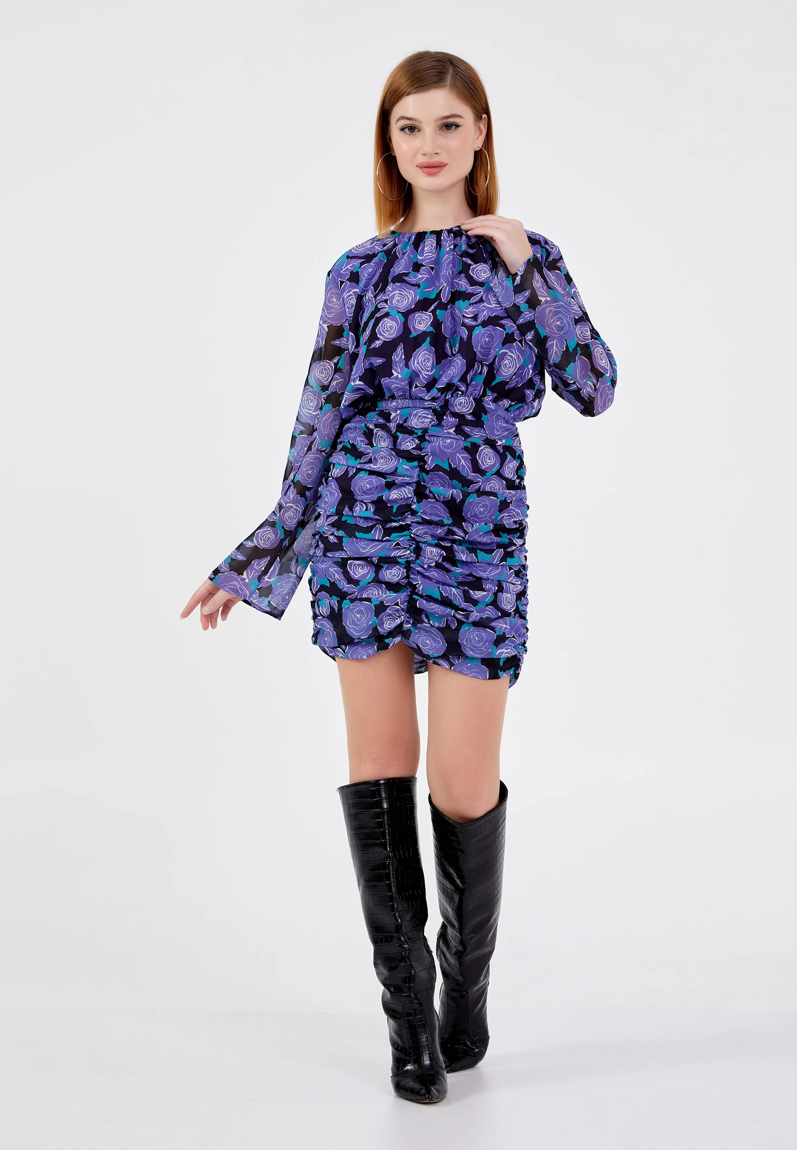 Long Sleeve Mini Chiffon Column Regular Casual Dress ber23k5116 - Image 5