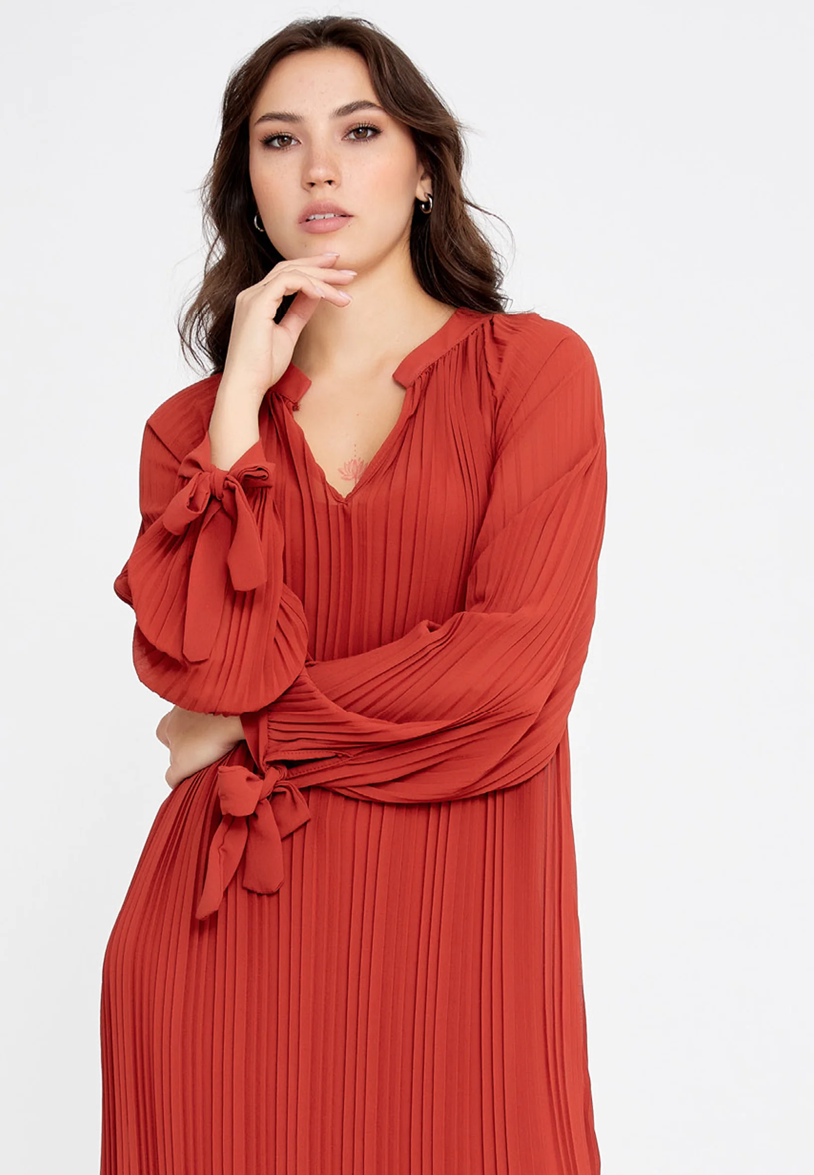 Long Sleeve Mini Chiffon Column Regular Casual Dress cav68495 - Image 24