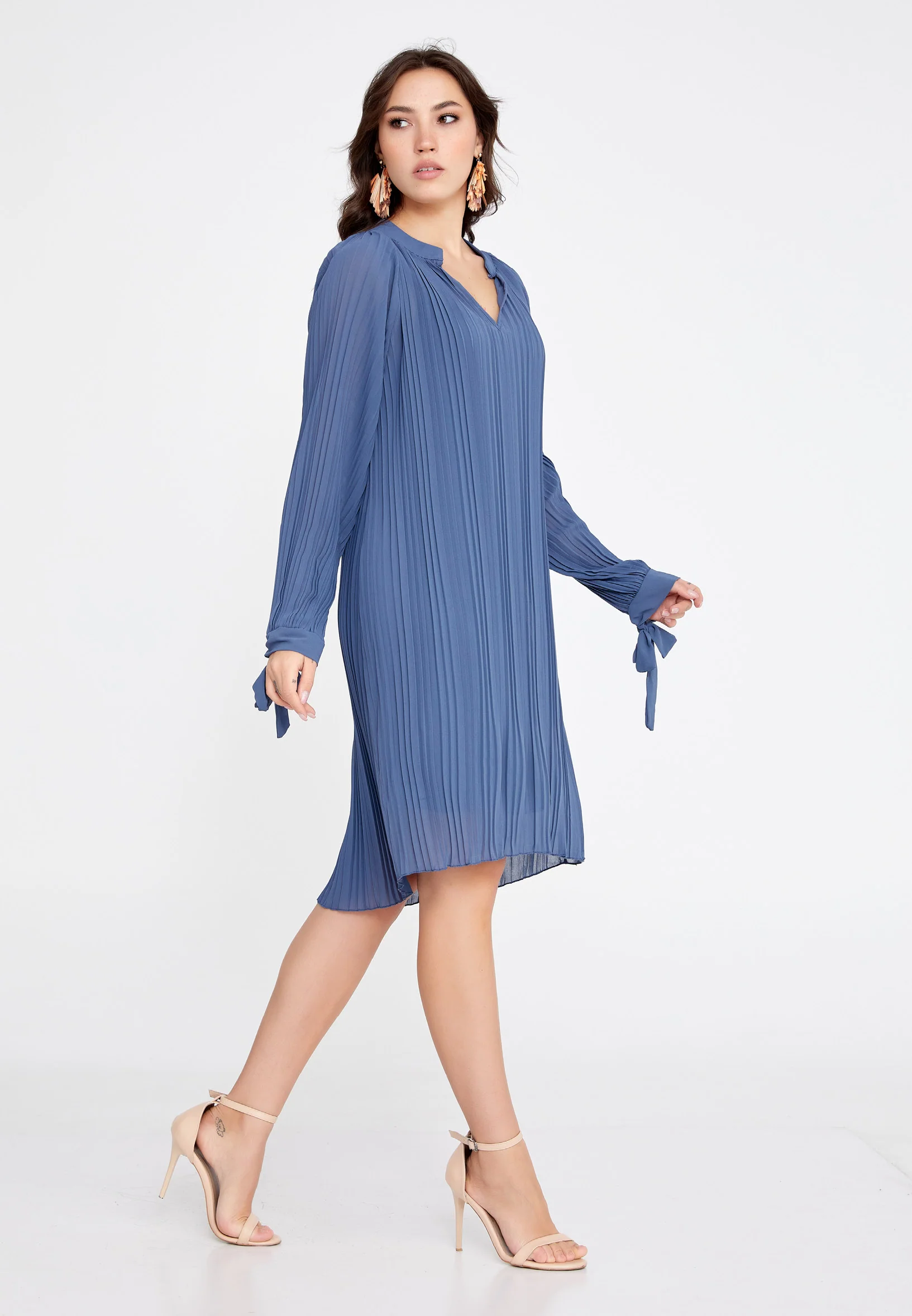 Long Sleeve Mini Chiffon Column Regular Casual Dress cav68495 - Image 7
