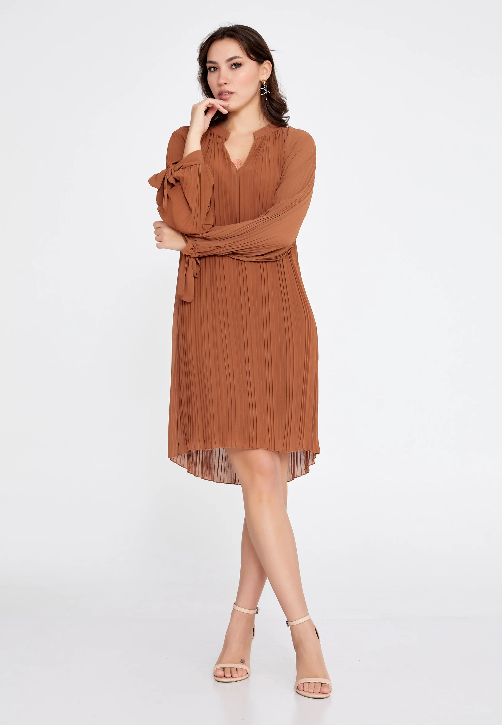 Long Sleeve Mini Chiffon Column Regular Casual Dress cav68495 - Image 9