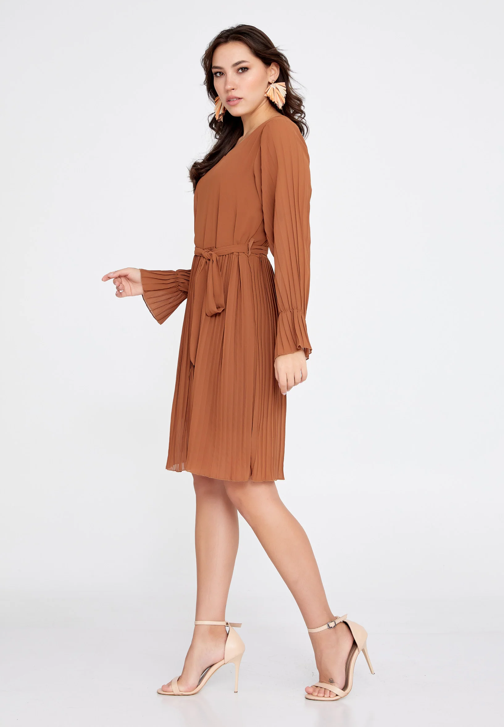 Long Sleeve Mini Chiffon Column Regular Casual Dress cav69472 - Image 11
