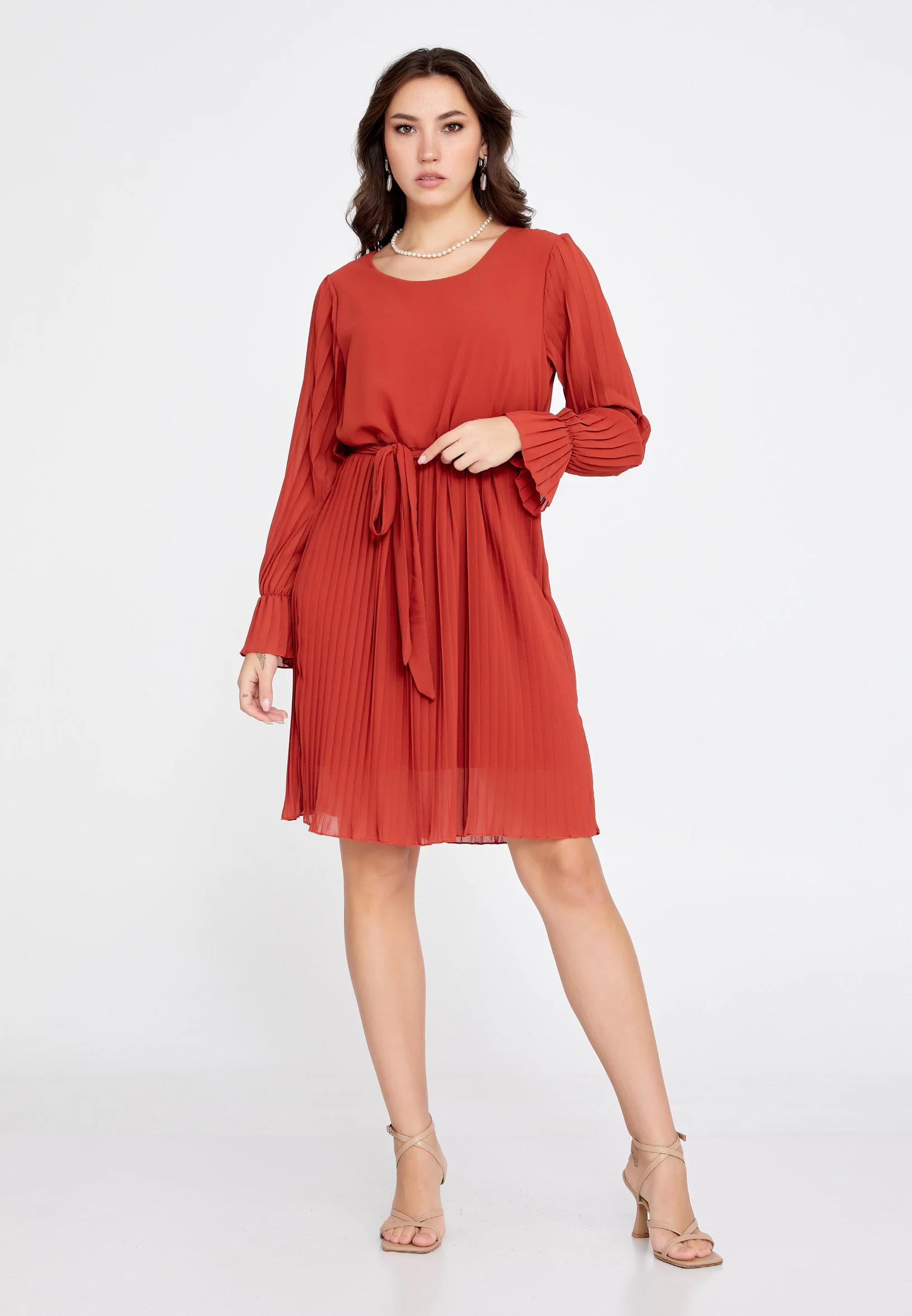 Long Sleeve Mini Chiffon Column Regular Casual Dress cav69472 - Image 17