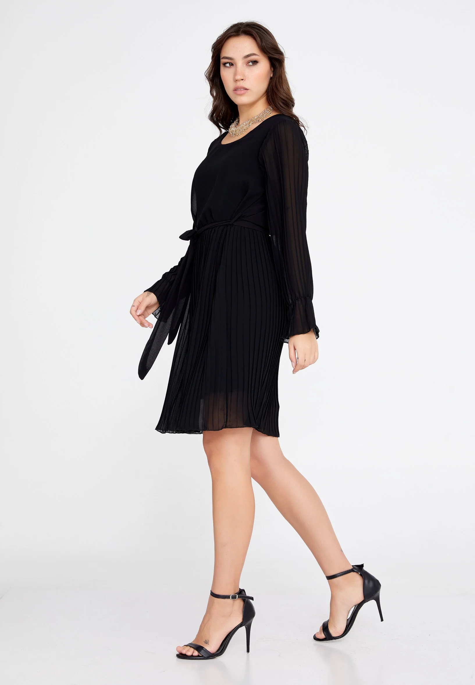 Long Sleeve Mini Chiffon Column Regular Casual Dress cav69472 - Image 3