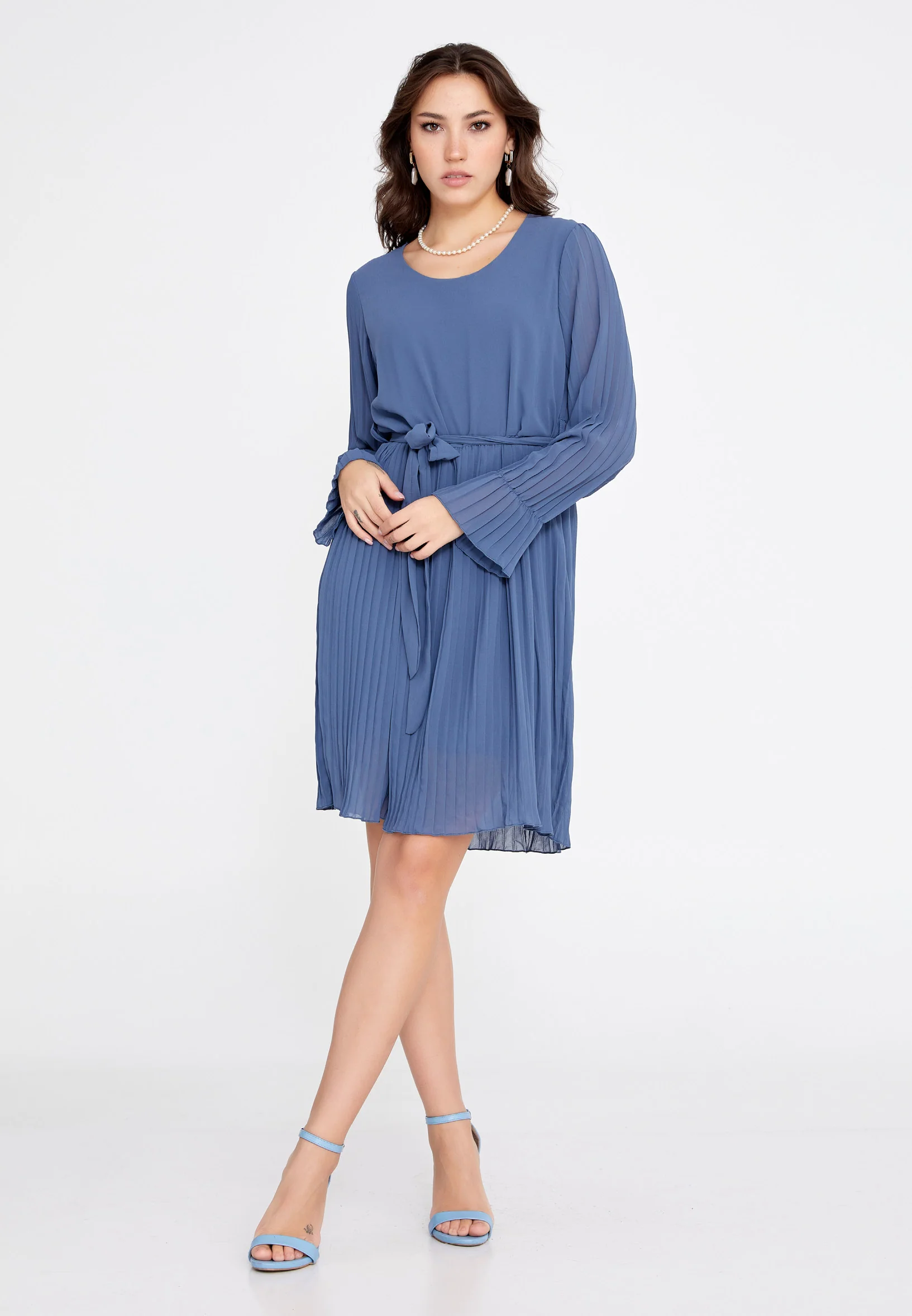 Long Sleeve Mini Chiffon Column Regular Casual Dress cav69472 - Image 5