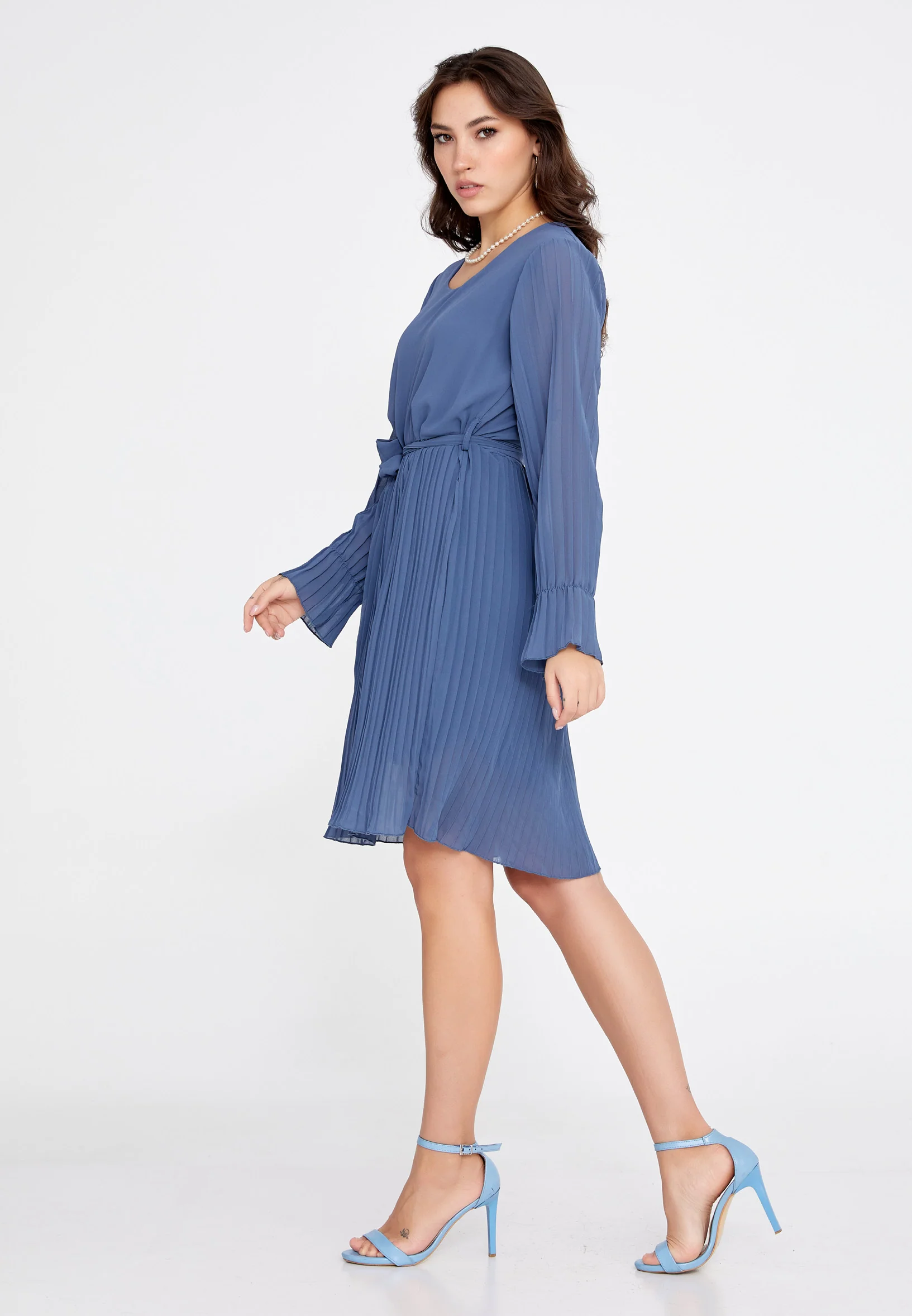 Long Sleeve Mini Chiffon Column Regular Casual Dress cav69472 - Image 7