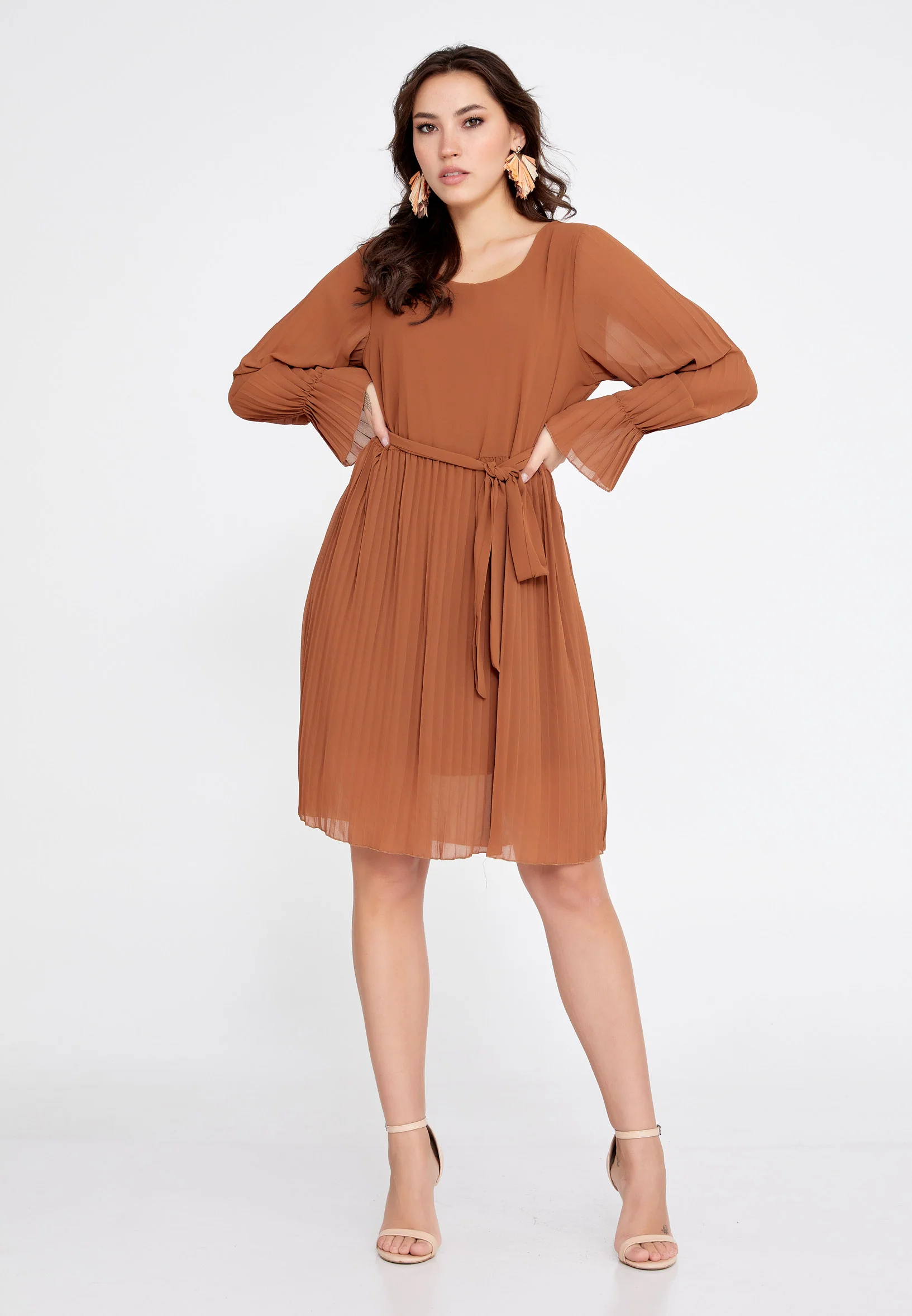 Long Sleeve Mini Chiffon Column Regular Casual Dress cav69472 - Image 9