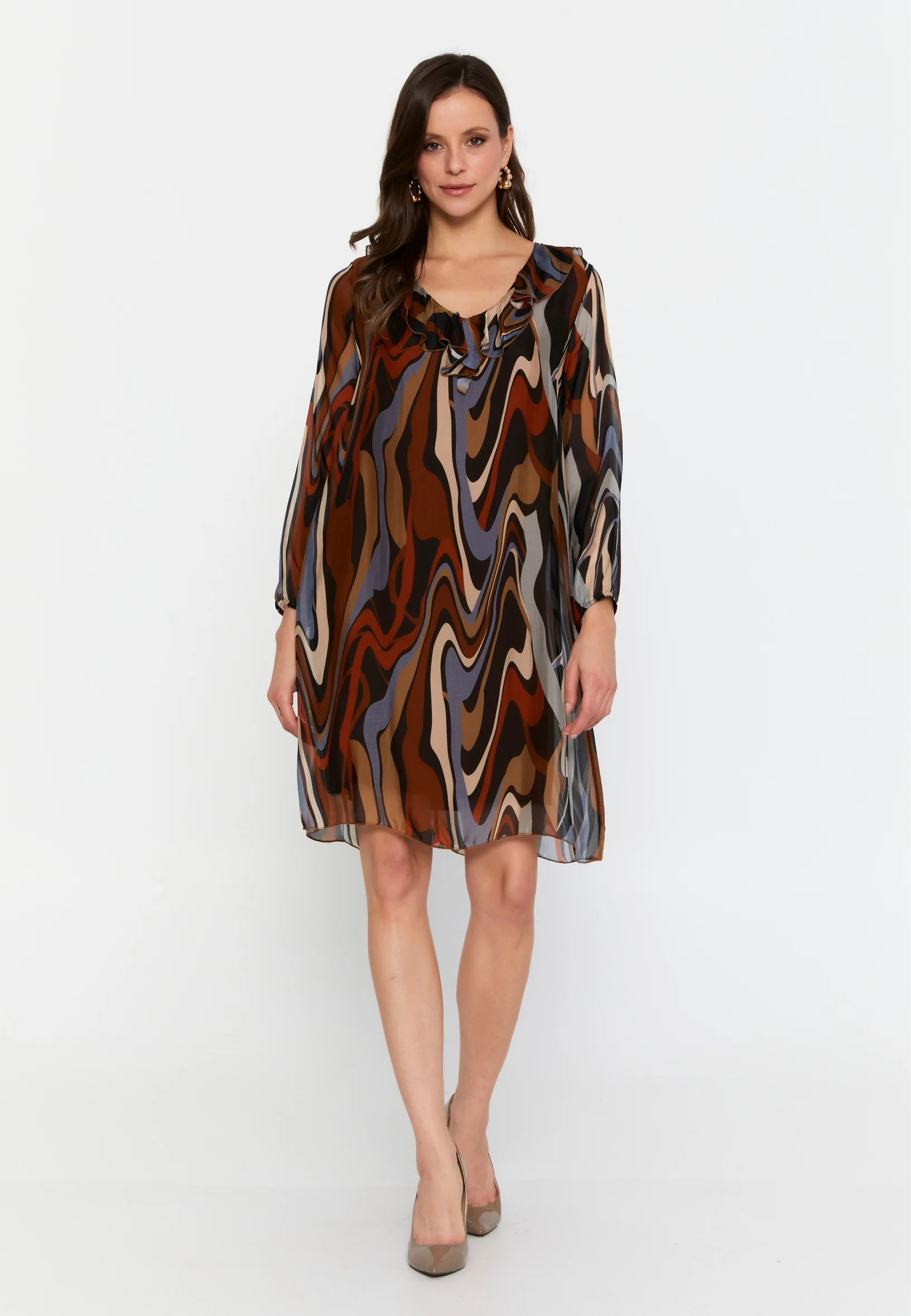 Long Sleeve Mini Chiffon Column Regular Casual Dress cav69514 - Image 13