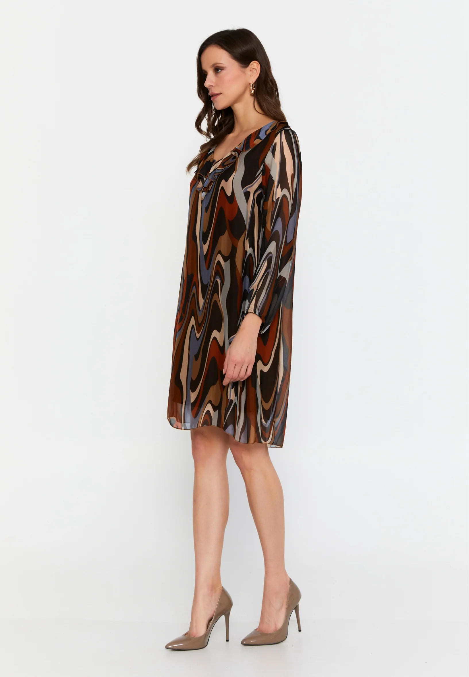 Long Sleeve Mini Chiffon Column Regular Casual Dress cav69514 - Image 15