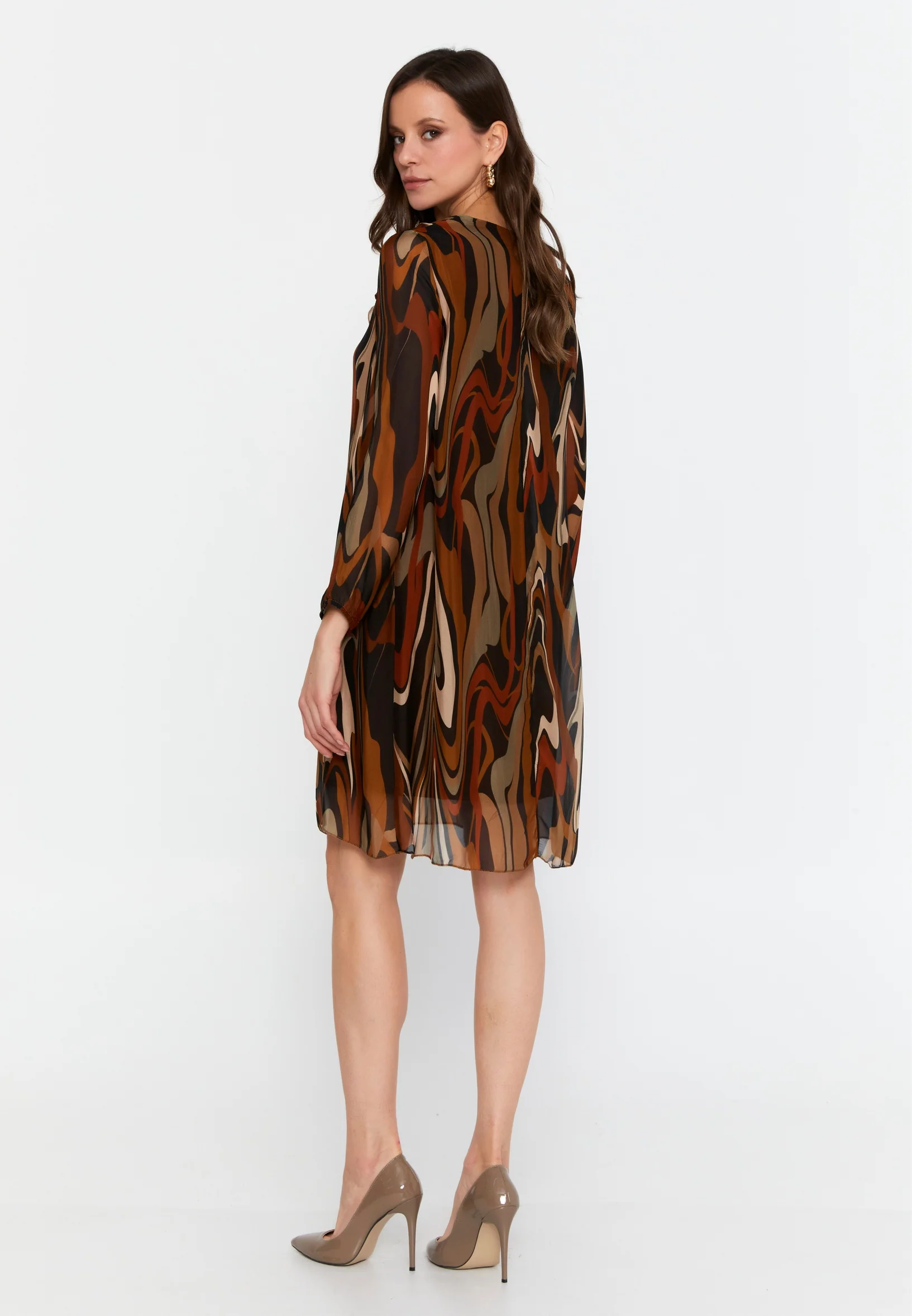 Long Sleeve Mini Chiffon Column Regular Casual Dress cav69514 - Image 2