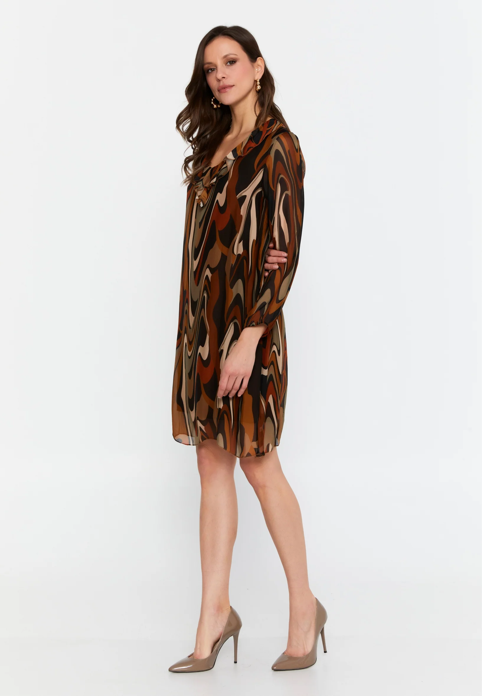 Long Sleeve Mini Chiffon Column Regular Casual Dress cav69514 - Image 3