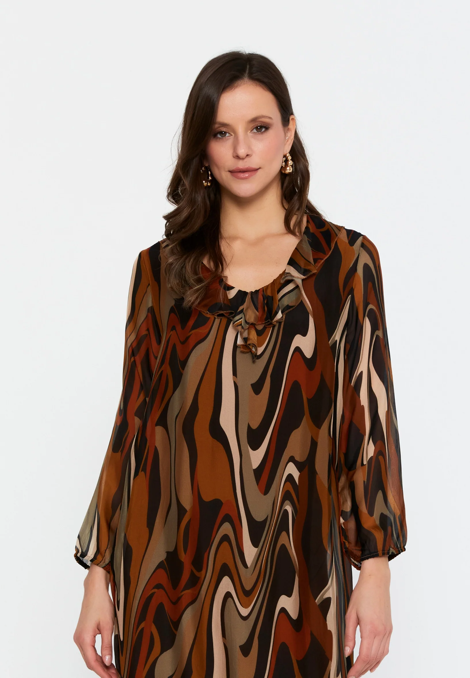 Long Sleeve Mini Chiffon Column Regular Casual Dress cav69514 - Image 4