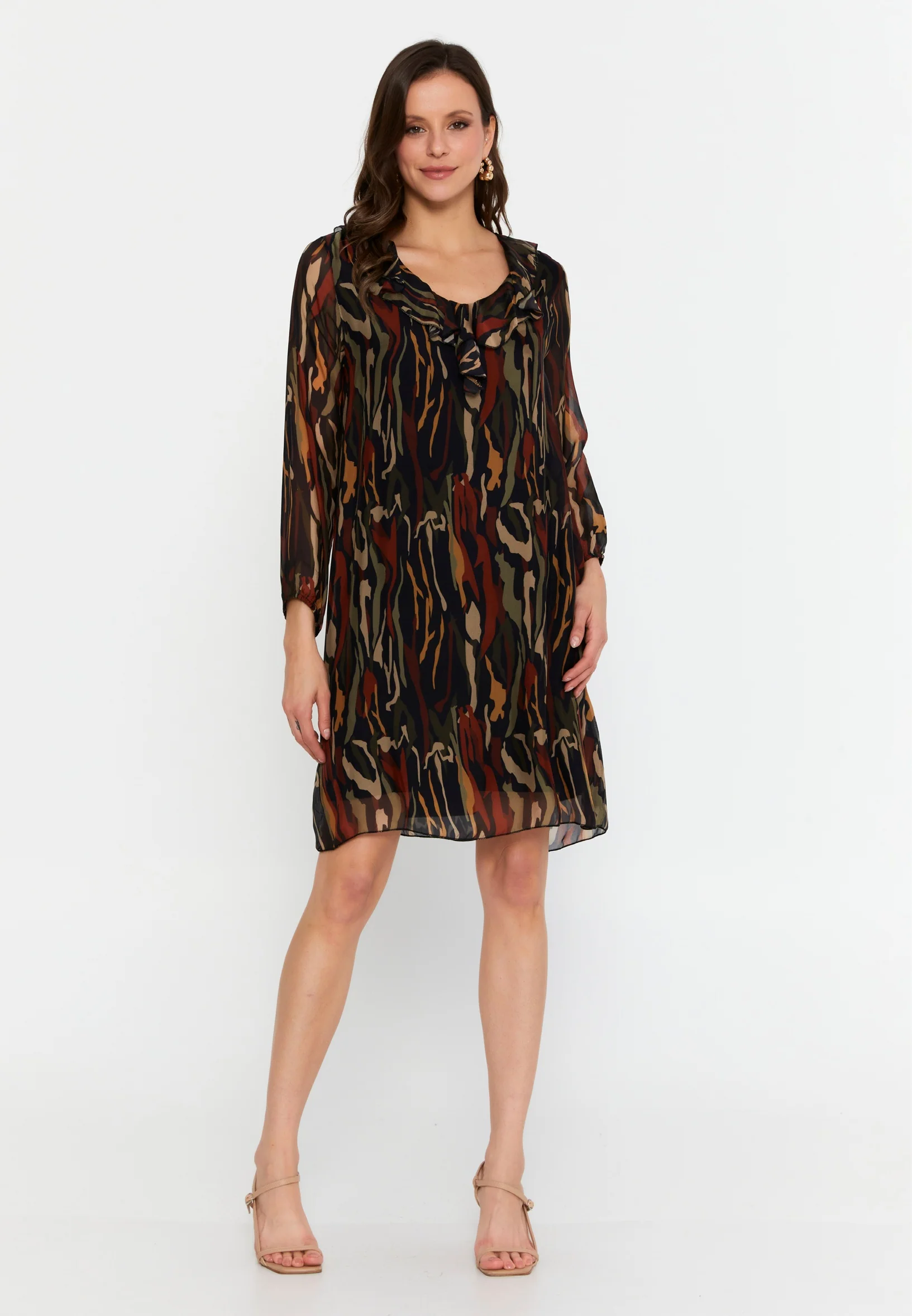 Long Sleeve Mini Chiffon Column Regular Casual Dress cav69514 - Image 5
