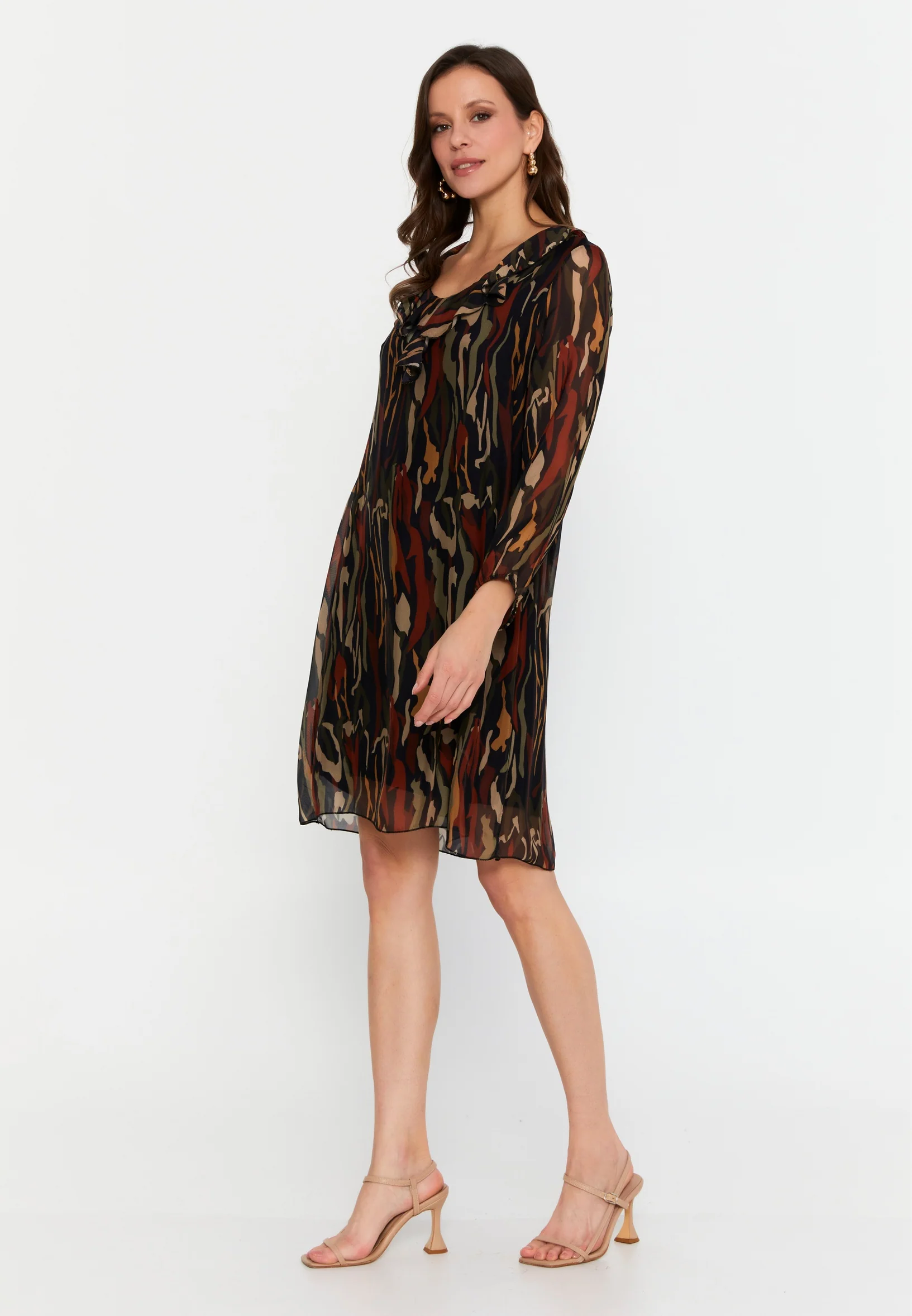 Long Sleeve Mini Chiffon Column Regular Casual Dress cav69514 - Image 7