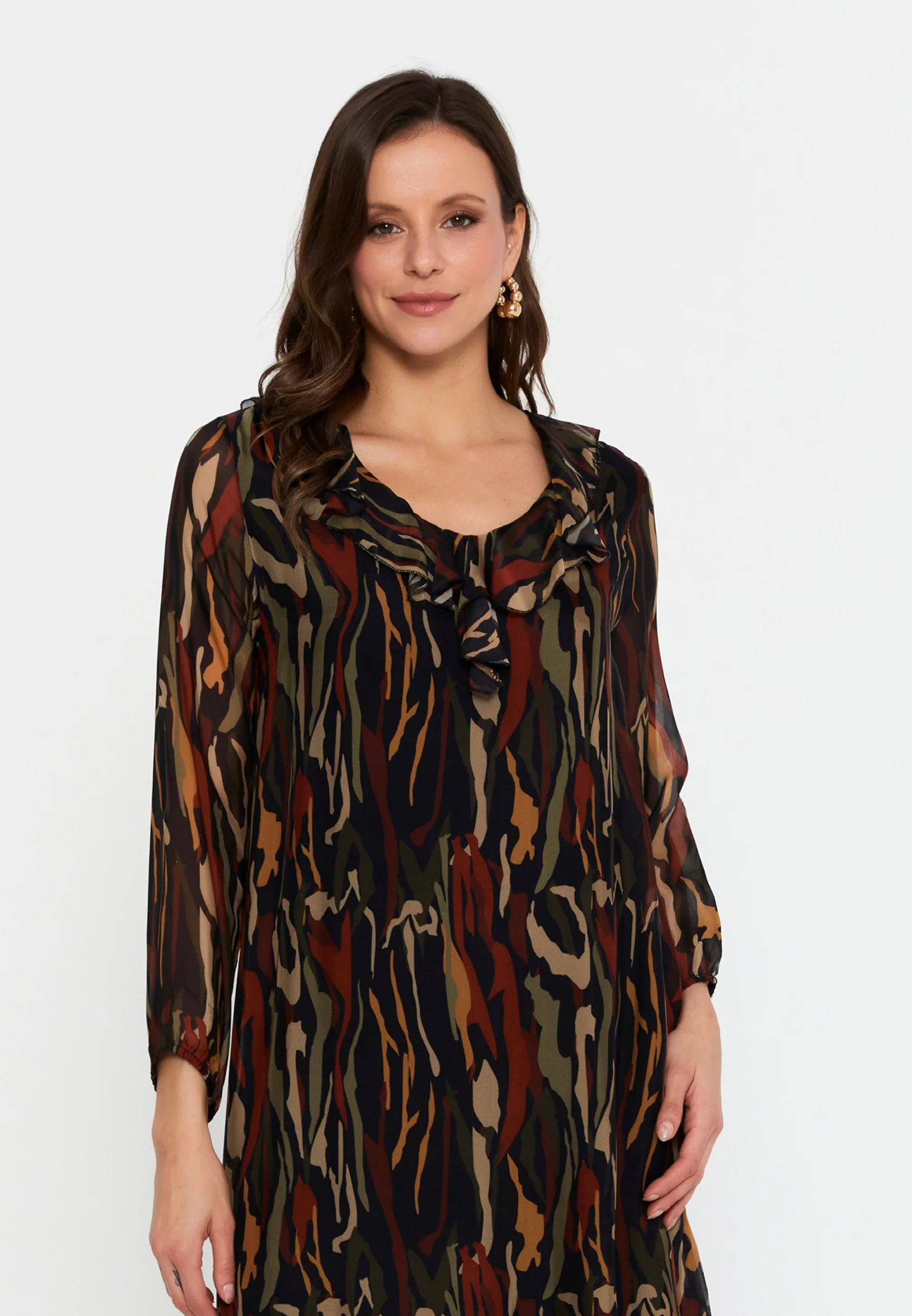 Long Sleeve Mini Chiffon Column Regular Casual Dress cav69514 - Image 8