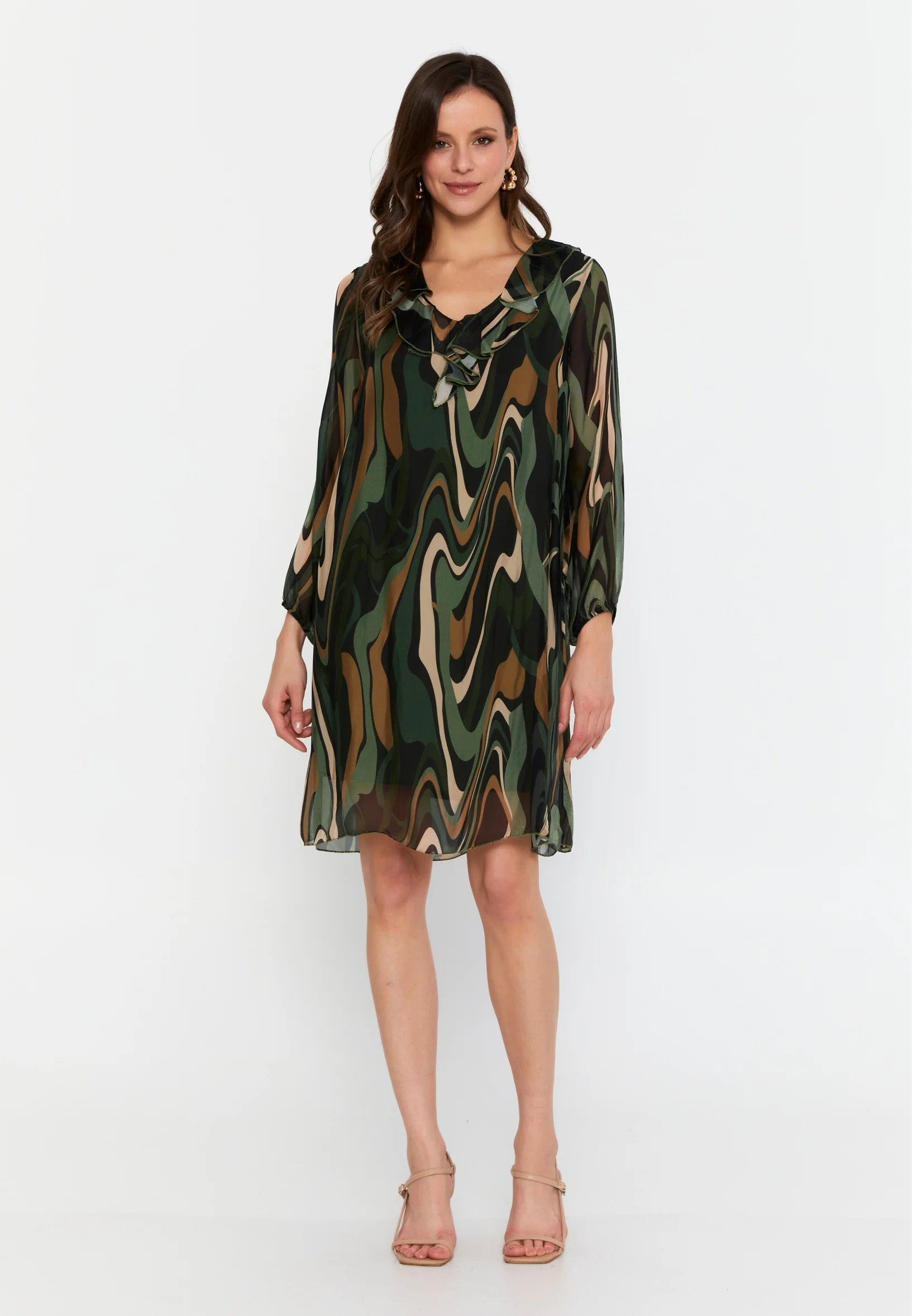 Long Sleeve Mini Chiffon Column Regular Casual Dress cav69514 - Image 9