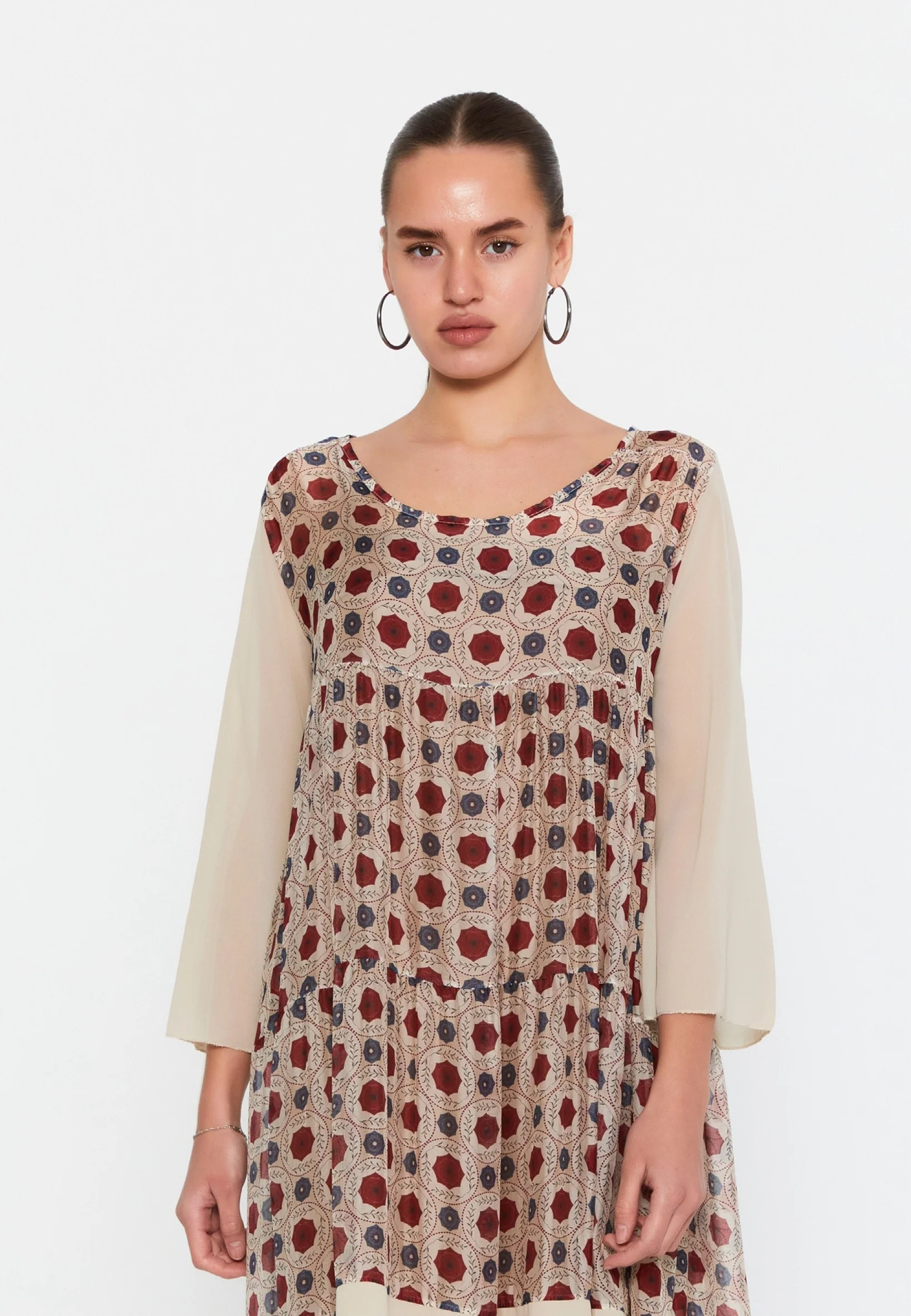 Long Sleeve Mini Chiffon Column Regular Casual Dress esl69456 - Image 4