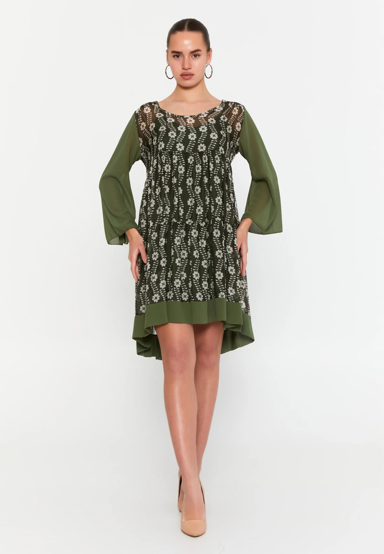 Long Sleeve Mini Chiffon Column Regular Casual Dress esl69456 - Image 5