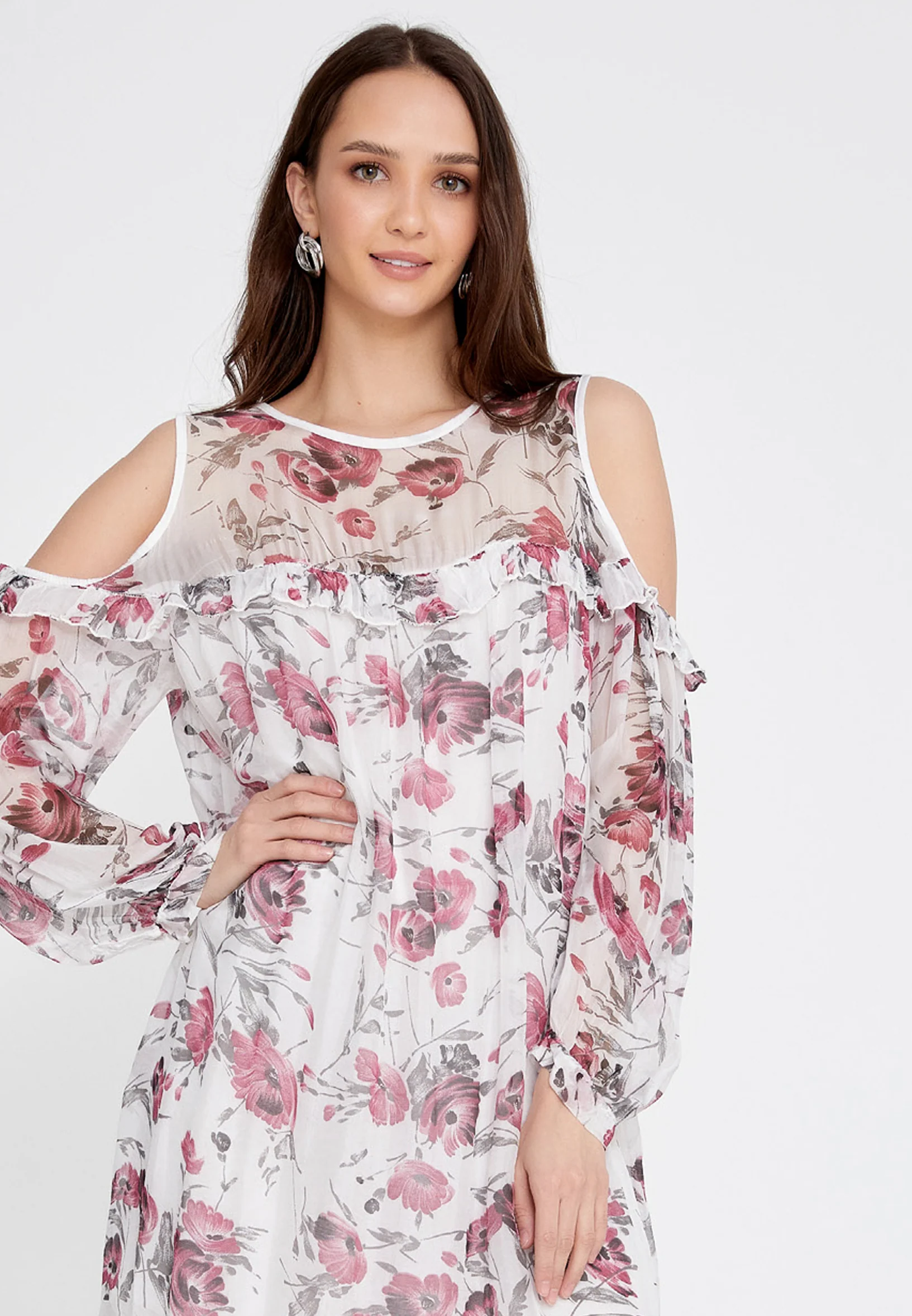 Long Sleeve Mini Chiffon Column Regular Casual Dress eslm033 - Image 12