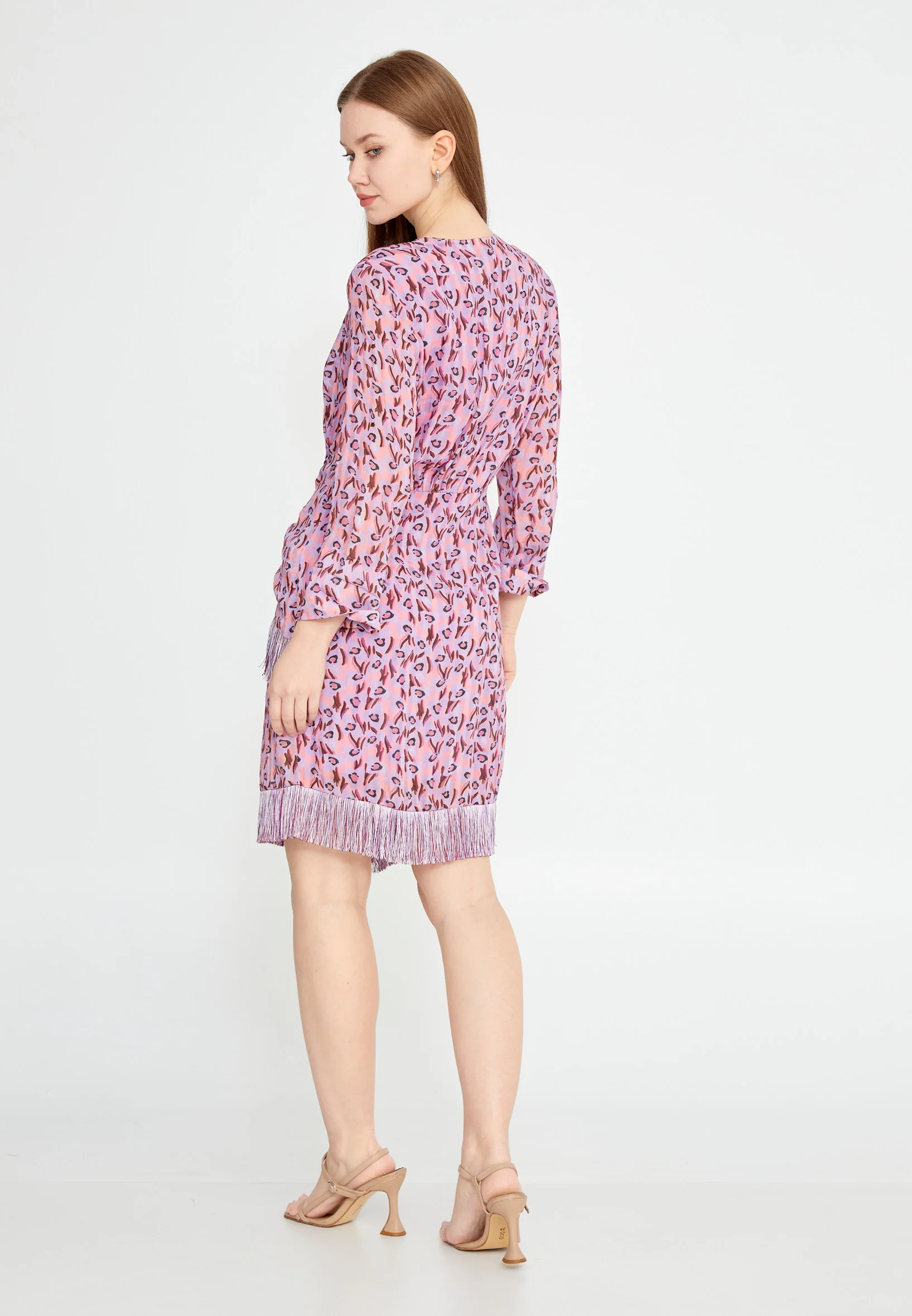 Long Sleeve Mini Chiffon Column Regular Casual Dress kmy24y40458 - Image 2