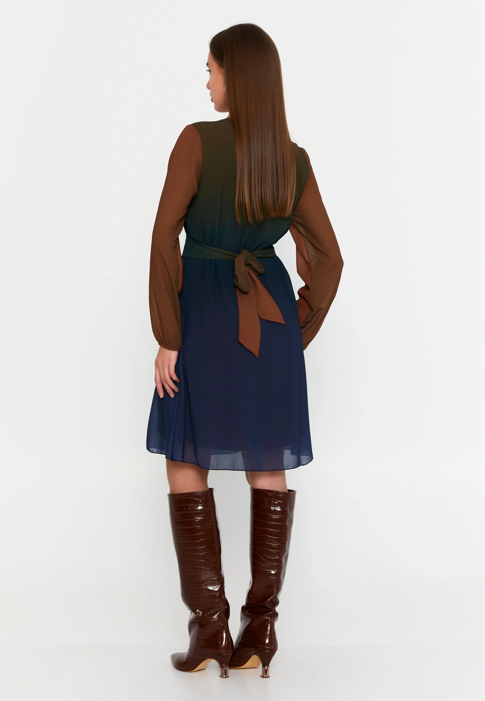 Long Sleeve Mini Chiffon Column Regular Casual Dress sea6442 - Image 6