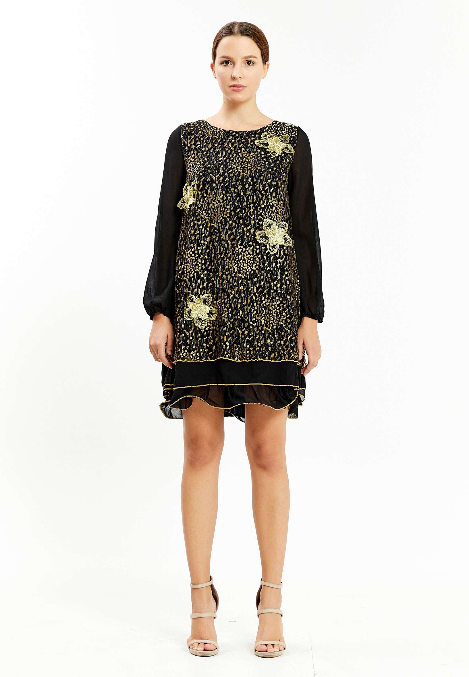 Long Sleeve Mini Chiffon Column Regular Casual Dress ser18408