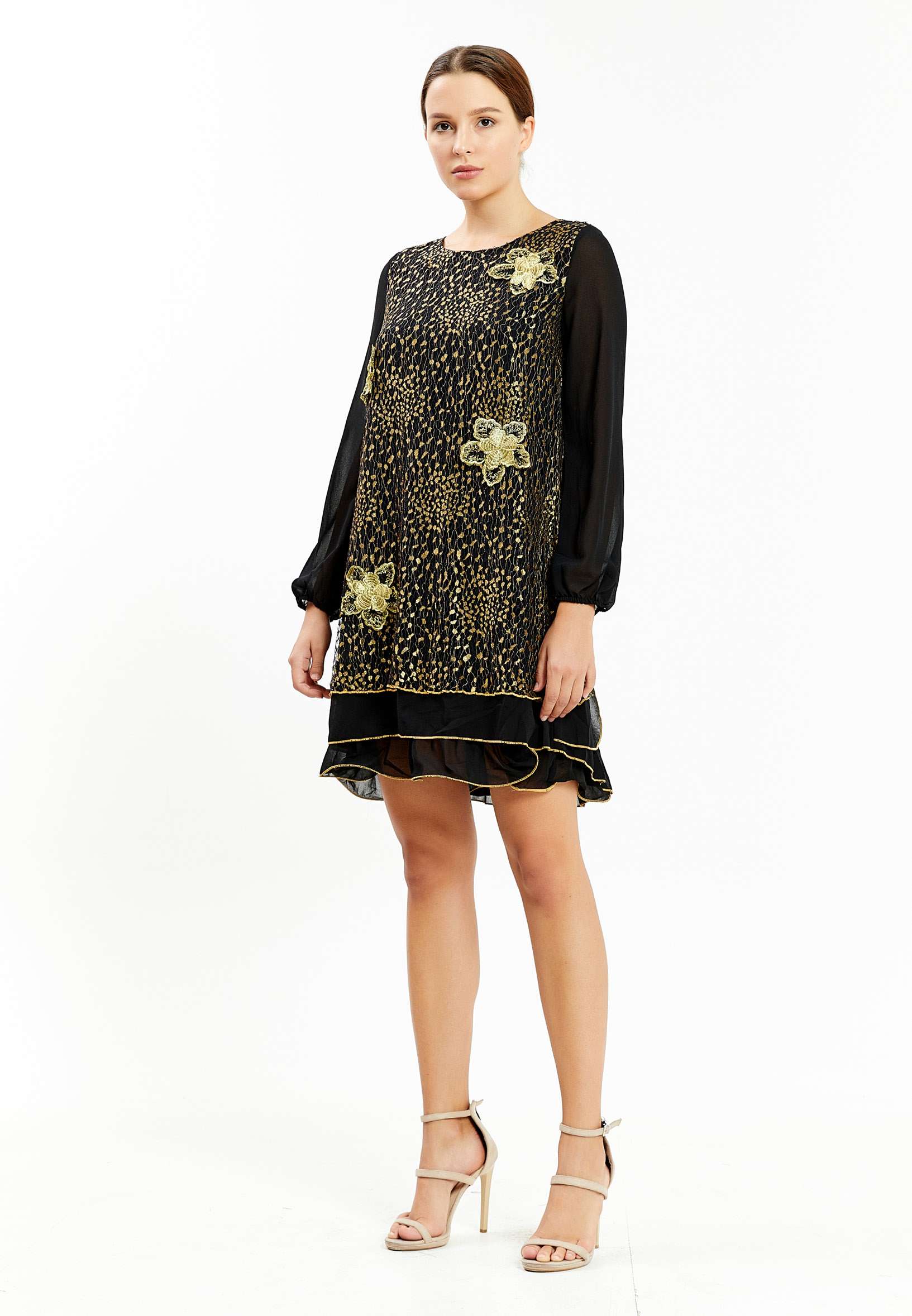 Long Sleeve Mini Chiffon Column Regular Casual Dress ser18408 - Image 3
