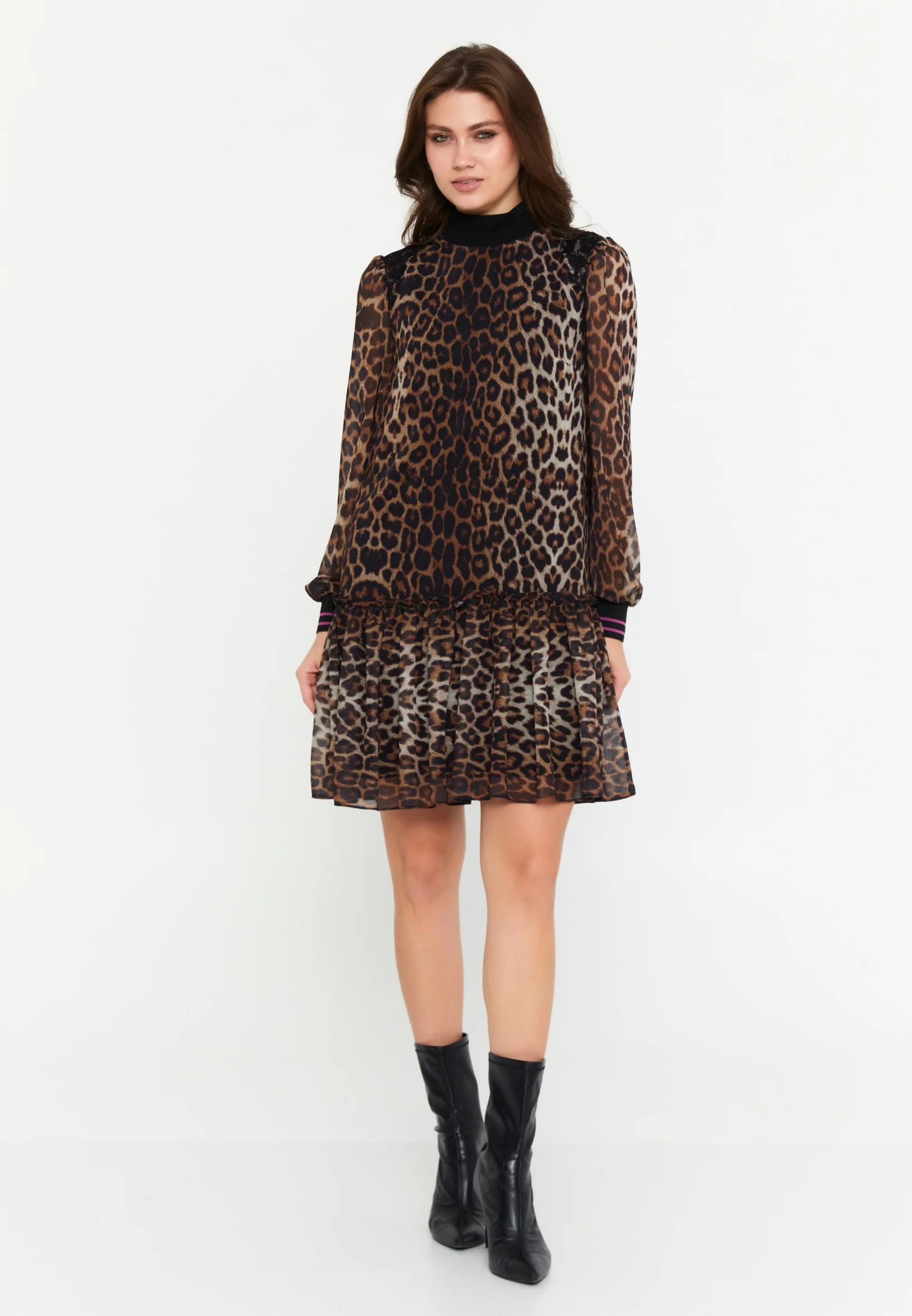 Long Sleeve Mini Chiffon Column Regular Casual Dress shu23sk02026