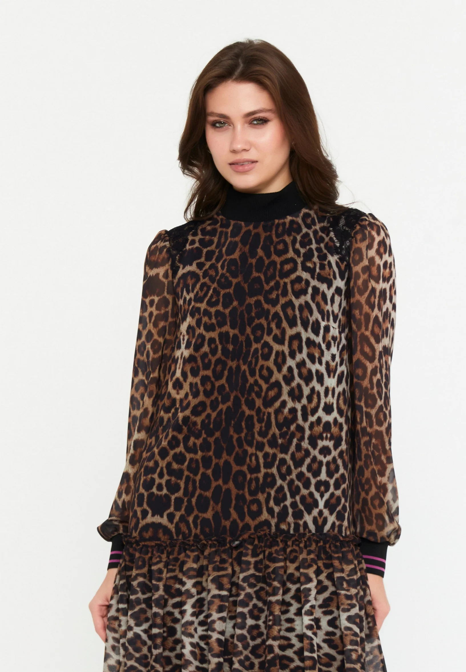 Long Sleeve Mini Chiffon Column Regular Casual Dress shu23sk02026 - Image 4