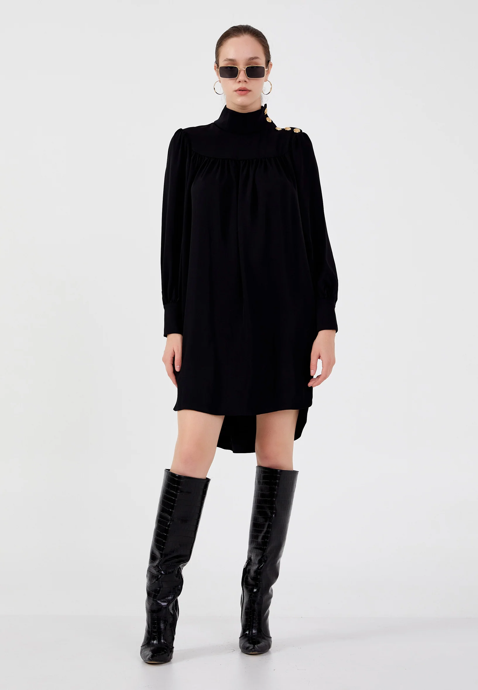 Long Sleeve Mini Chiffon Column Regular Casual Dress shu23sk02030