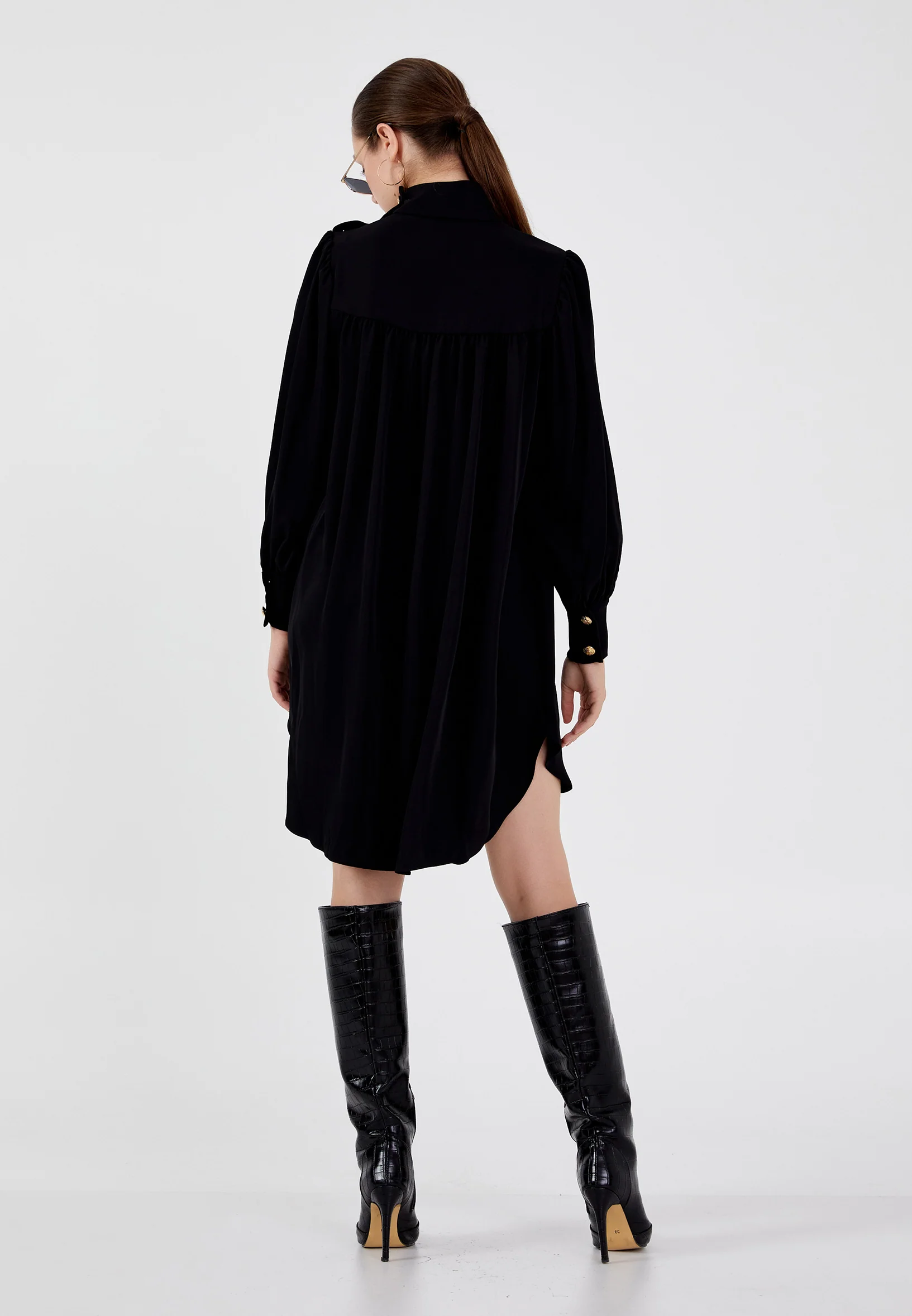 Long Sleeve Mini Chiffon Column Regular Casual Dress shu23sk02030 - Image 2