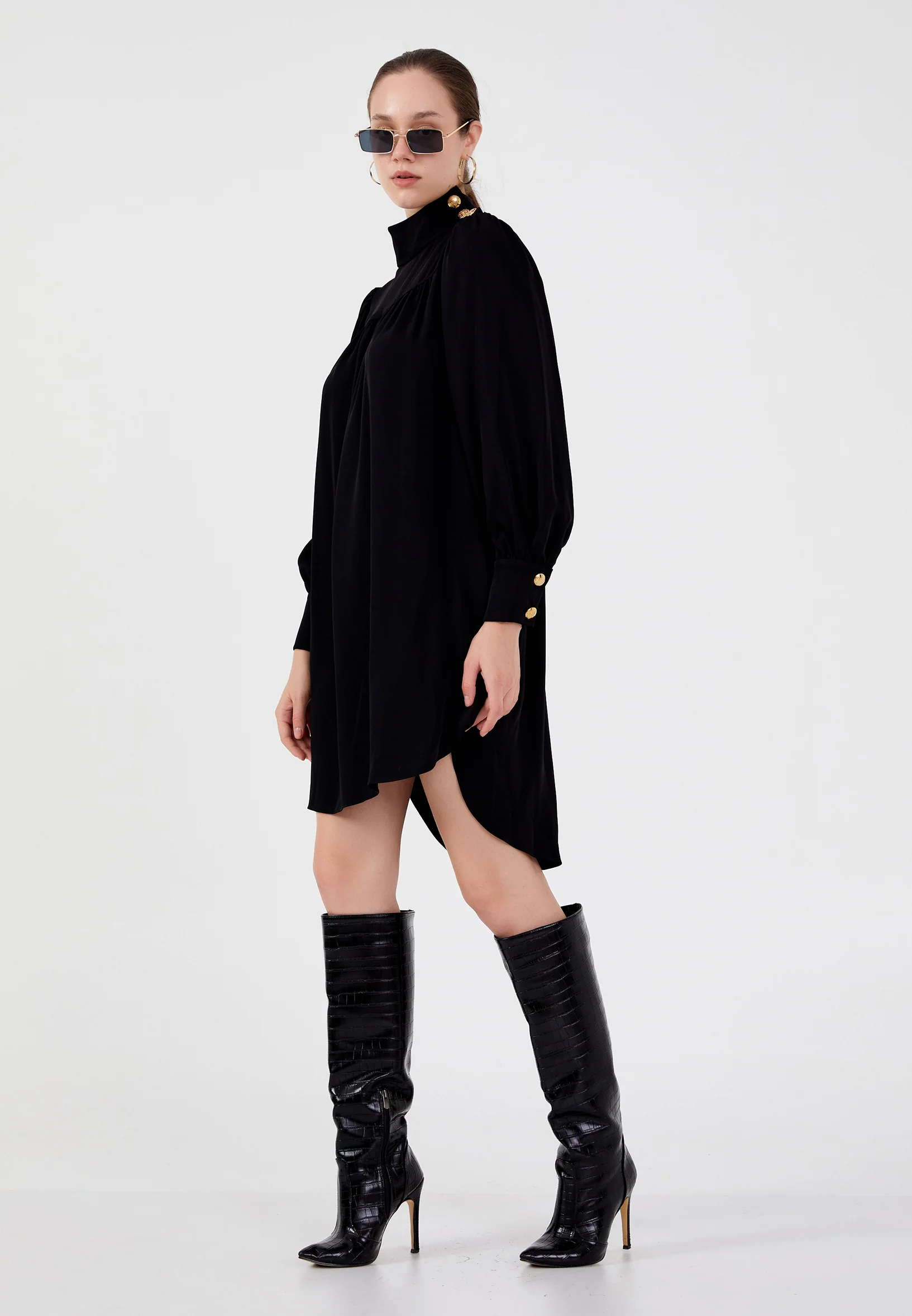 Long Sleeve Mini Chiffon Column Regular Casual Dress shu23sk02030 - Image 3