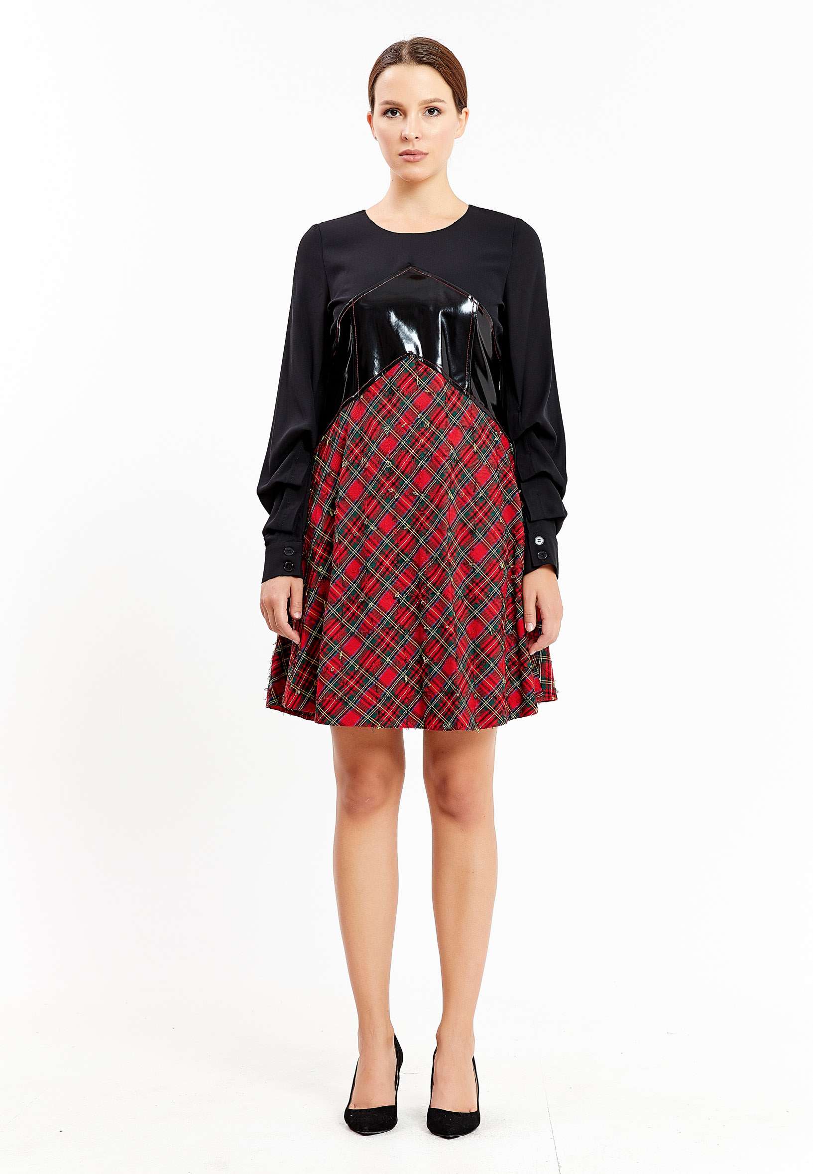 Long Sleeve Mini Crepe Column Regular Casual Dress kmy40538