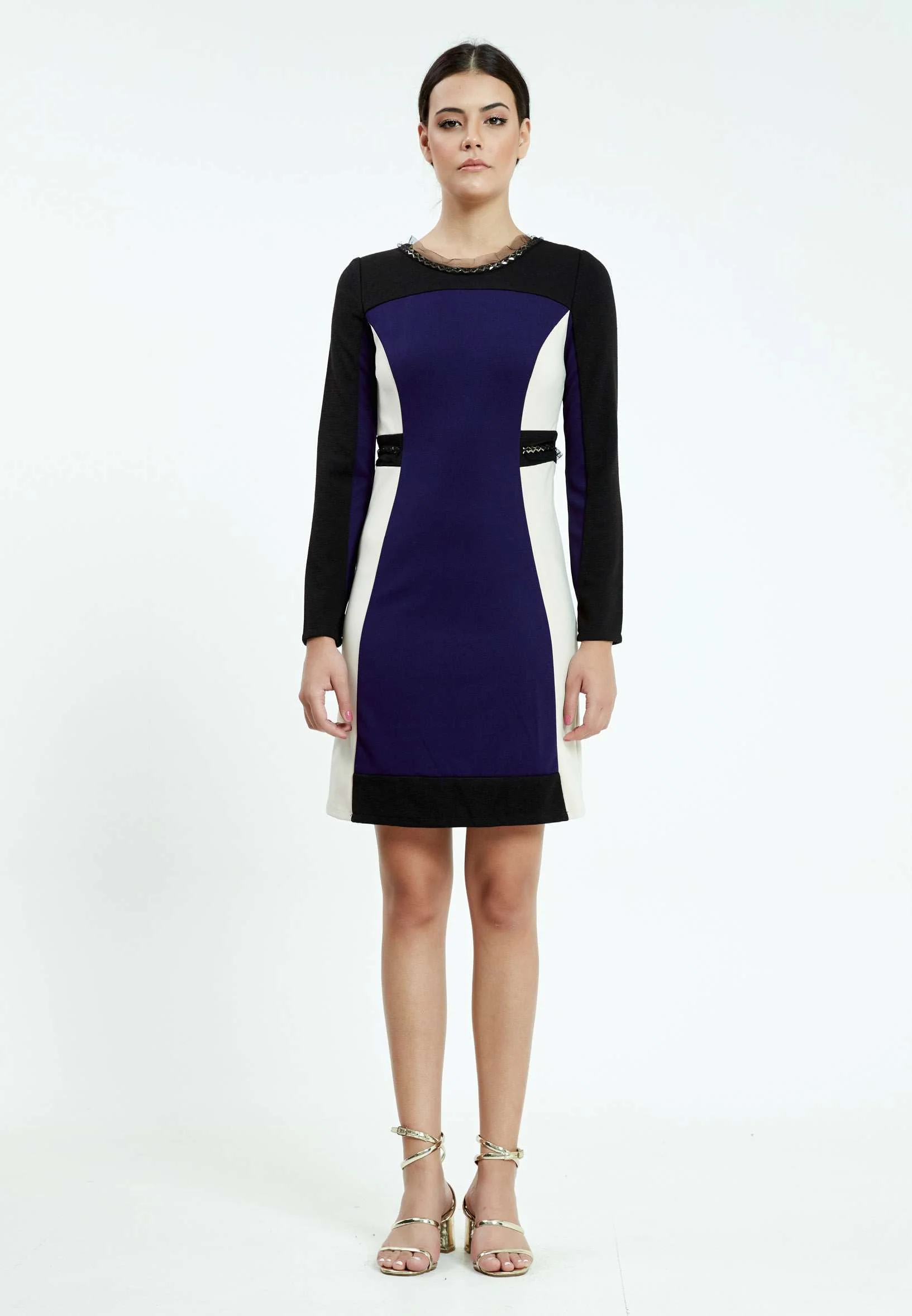 Long Sleeve Mini Crepe Column Regular Casual Dress ser17089