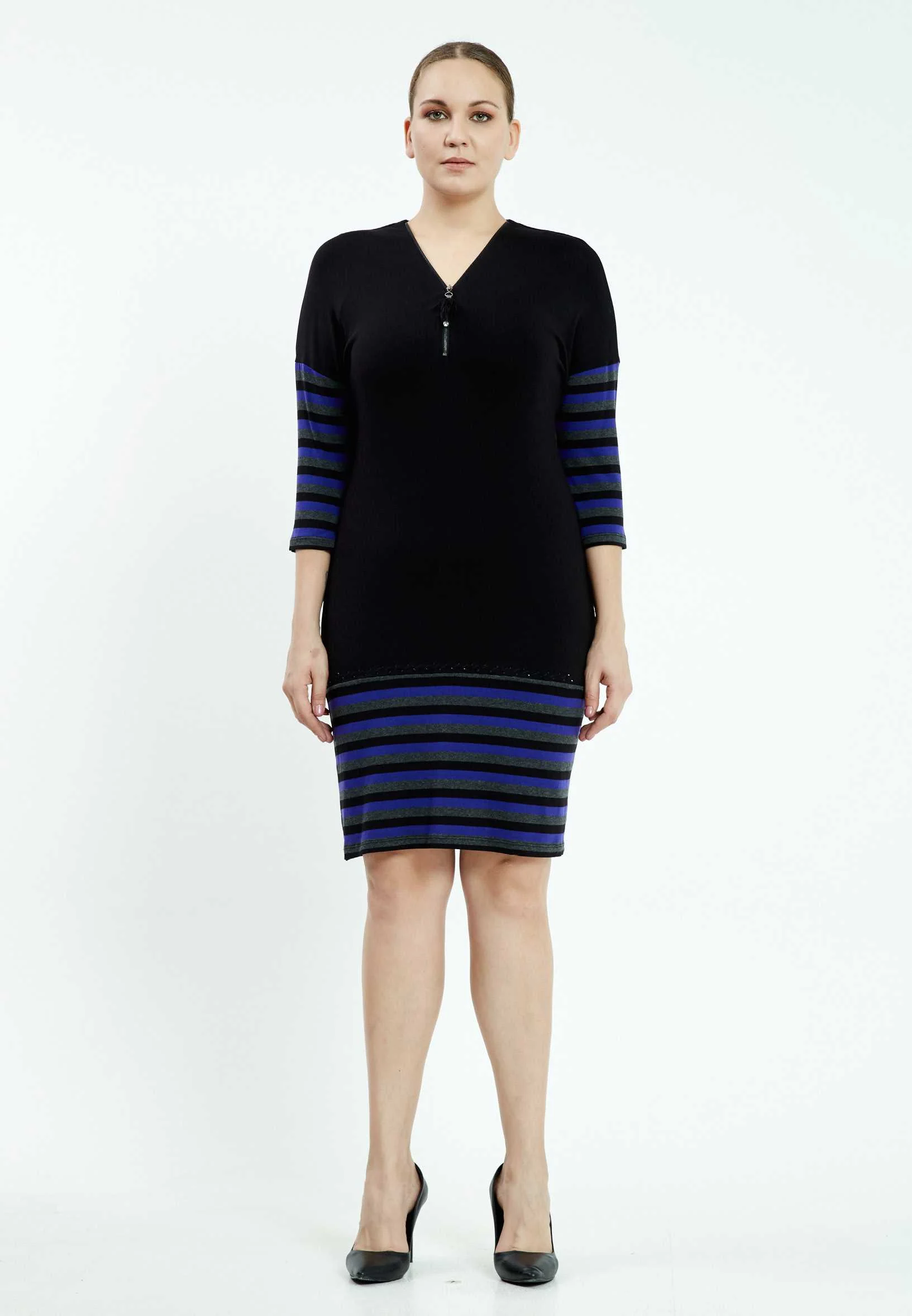 Long Sleeve Mini Lycra Bodycon Plus Size Casual Dress ayb6536